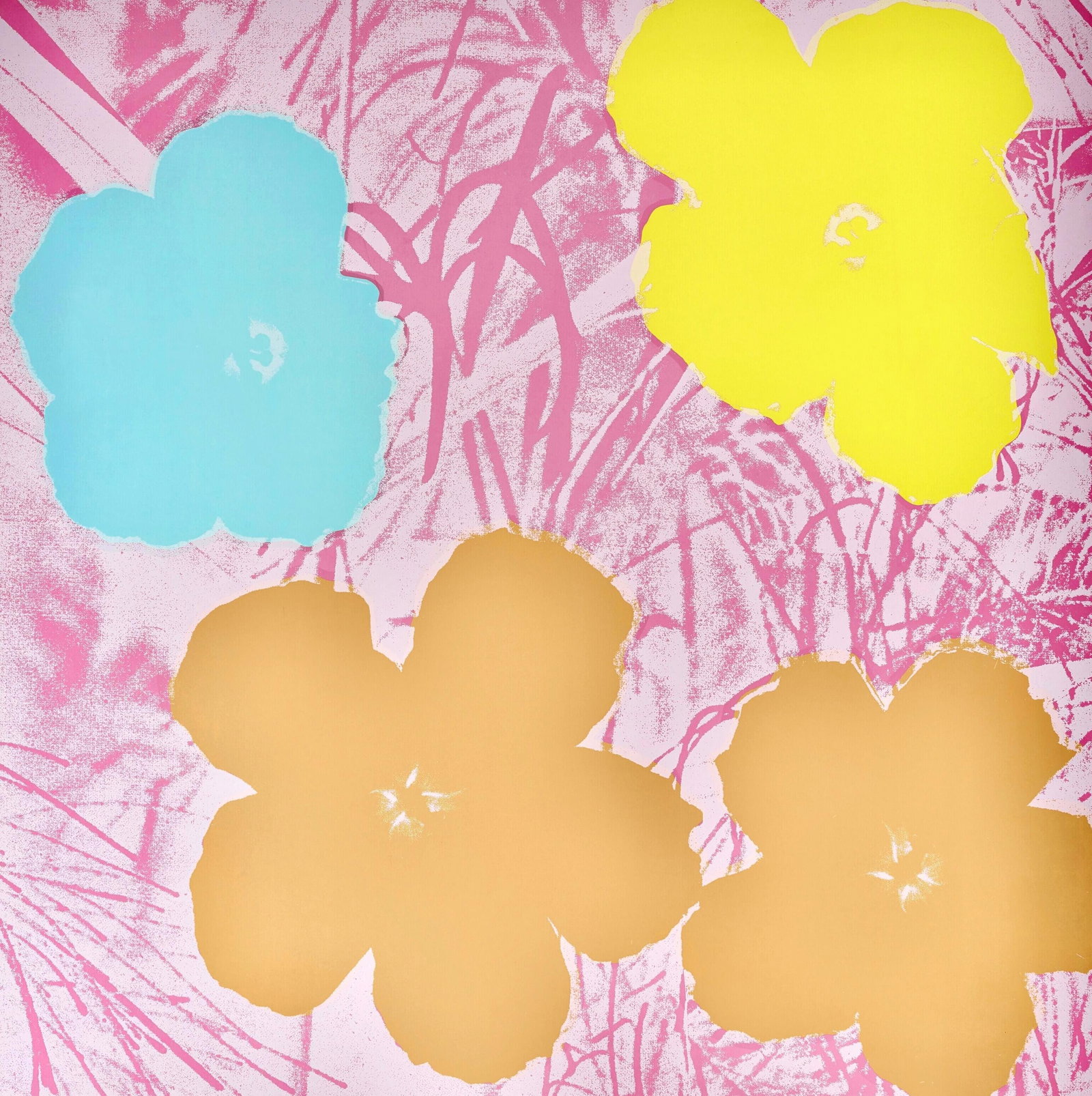 Andy Warhol, Flowers, no70, Official Edition, Sunday B. Morning, Silkscreen: Official edition, Andy Warhol, Sunday B. Morning, silkscreen on museum board. Paper Size: 36 x 36 inches. Excellent condition. Inscription: "published by Sunday B. Morning", and "fill in your own sign