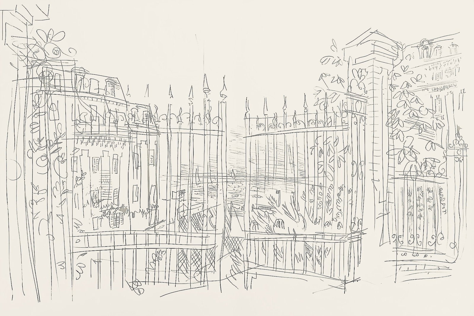 Raoul Dufy, Composition, Les Cotes Normandes, Limited Edition Lithograph: Lithograph on grand velin d'Arches special paper. Unsigned and unnumbered. Paper Size: 14.8 x 22 inches. Excellent condition with centerfold, as issued. Notes: From the folio, Les Cotes Normandes 1961