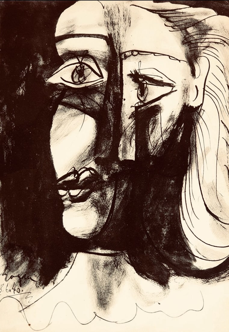 Pablo Picasso, Composition, Carnet de dessins de Picasso, Cahiers d'Art, Limited Edition Lithograph: Lithograph on velin paper. Inscription: Unsigned and unnumbered. Paper Size: 16.54 x 11.81 inches. Excellent condition. Notes: From the volume, Carnet de dessins de Picasso: reproduits au format de