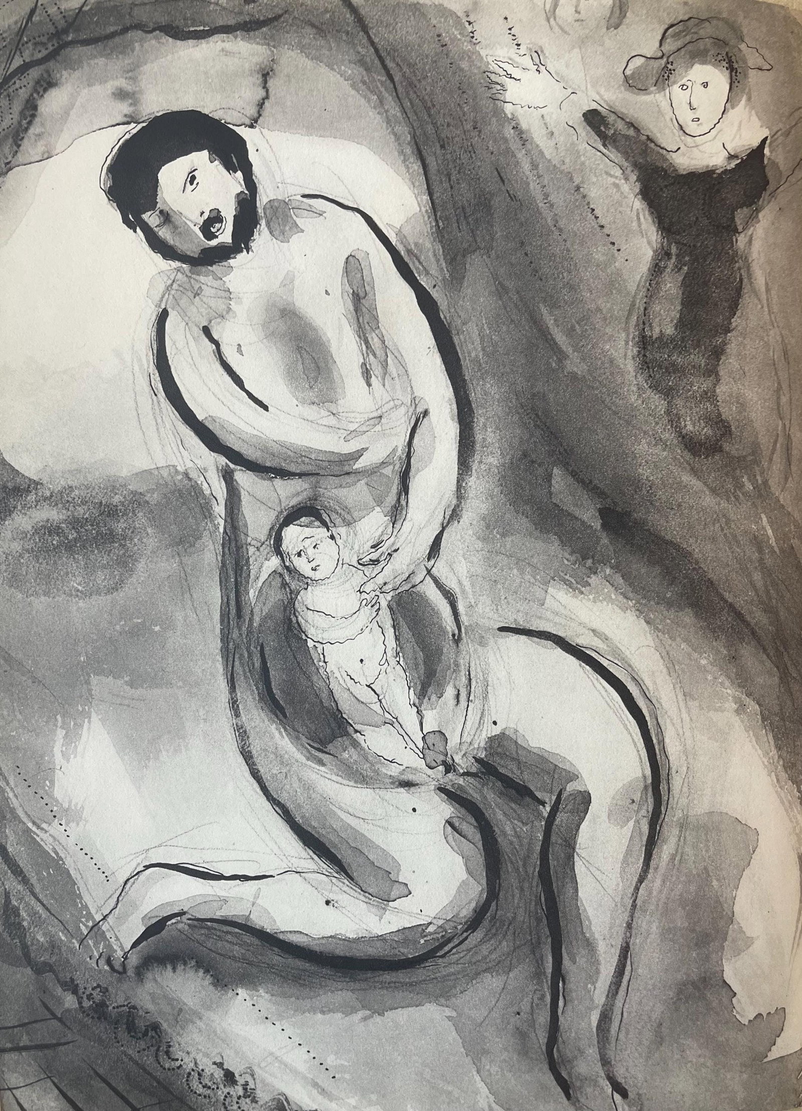 Marc Chagall, Composition, Contes de Boccace, Verve: Revue Artistique et Litteraire, Limited Edition: Lithograph on velin des Papeteries du Marais paper. Unsigned and unnumbered. Paper Size: 13.94 x 10.31 inches. Excellent condition. Notes: From the volume, Verve: Revue Artistique et Litteraire, Vol.