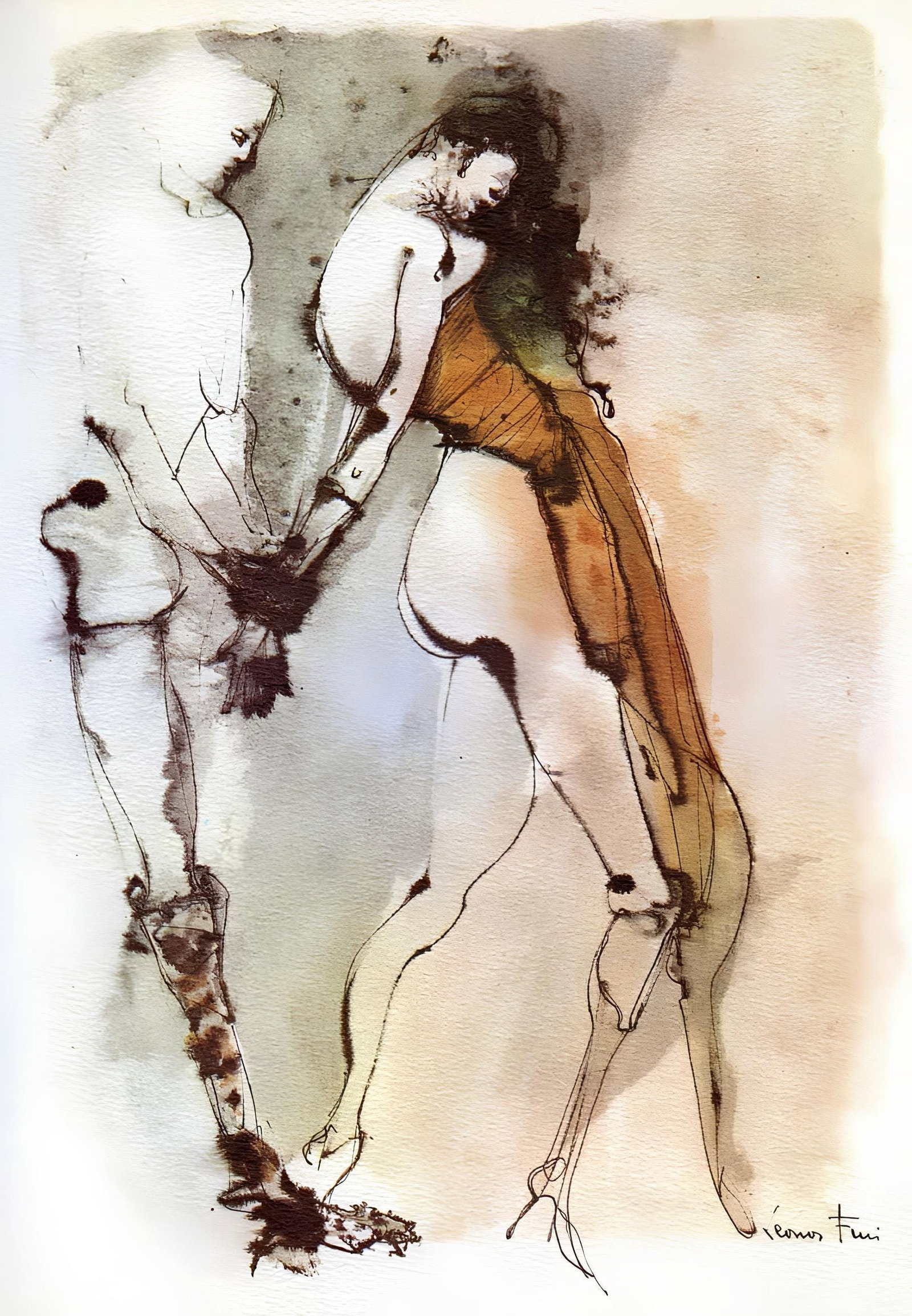 Leonor Fini, Composition, Histoire d'O, Limited Edition Lithograph: Lithograph on velin d'Arches pur chiffon paper. Paper size: 15.16 x 11.22 inches. Excellent condition. Inscription: signed in the plate and unnumbered, as issued. Notes: from the folio, L'Histoire d'O