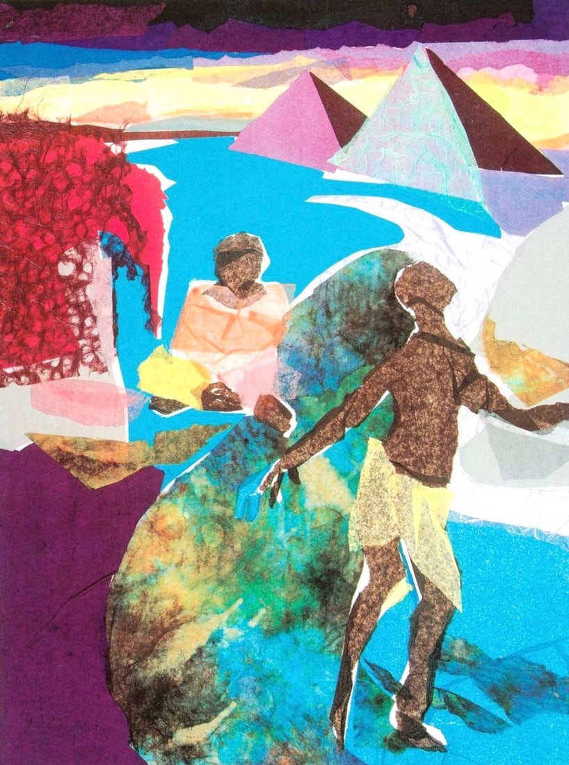 Phoebe Beasley, The Negro Speaks of Rivers, Sunrise Is Coming After While, Limited Edition: Silkscreen on velin d'Arches paper. Paper Size: 14 x 11 inches. Excellent condition. Inscription: Unsigned and unnumbered, as issued. Notes: From the folio, Bookmarks in the Pages of Life, 1998. Publi