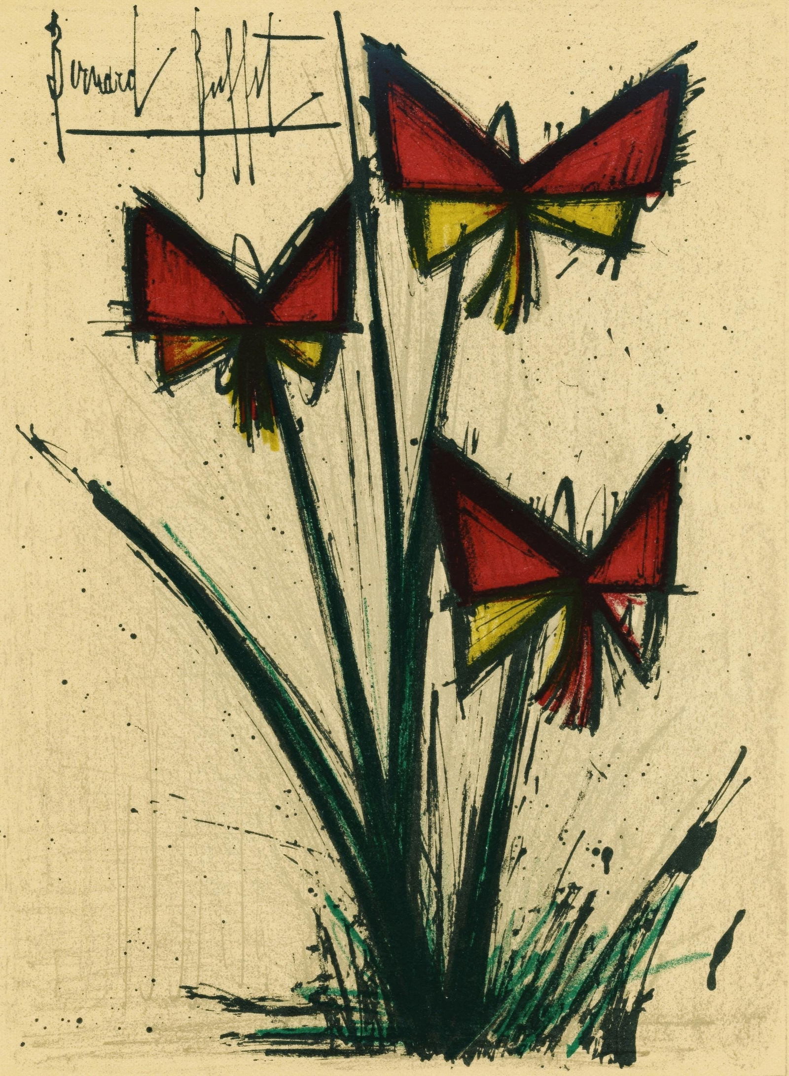 Bernard Buffet, Pansies, from L'Atelier Mourlot, Limited Edition Lithograph, 1965 (1 of 4)