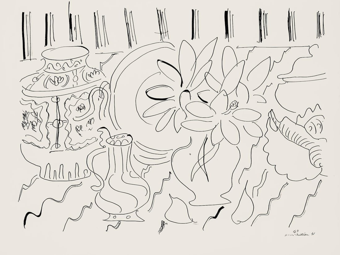 Henri Matisse, Serie G, var. 4 (Duthuit 9), Henri Matisse, Dessins, Themes et variations, Limited: Lithograph on velin pur fil paper. Paper Size: 9.625 x 12.875 inches. Excellent condition. Inscription: Signed in the plate and unnumbered, as issued. Notes: From the folio, Henri Matisse, Dessins, Th