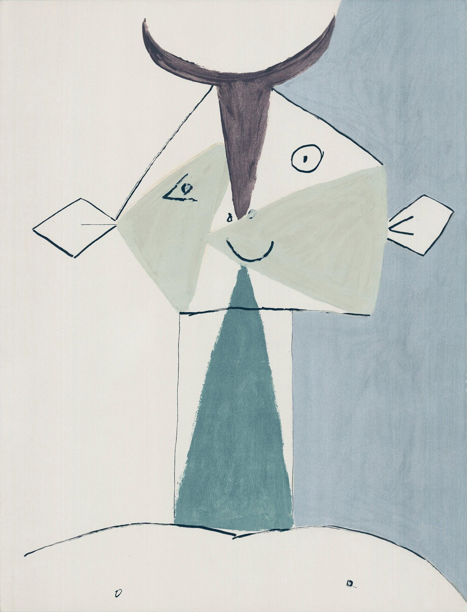 Pablo Picasso, Composition, Faunes et Flore d'Antibes, Limited Edition Lithograph: Lithograph and stencil on velin pur chiffon d'Arches paper. Paper size: 25.98 x 20.079 inches. Excellent condition. Inscription: Unsigned and unnumbered, as issued. Notes: From the folio, Faunes et Fl