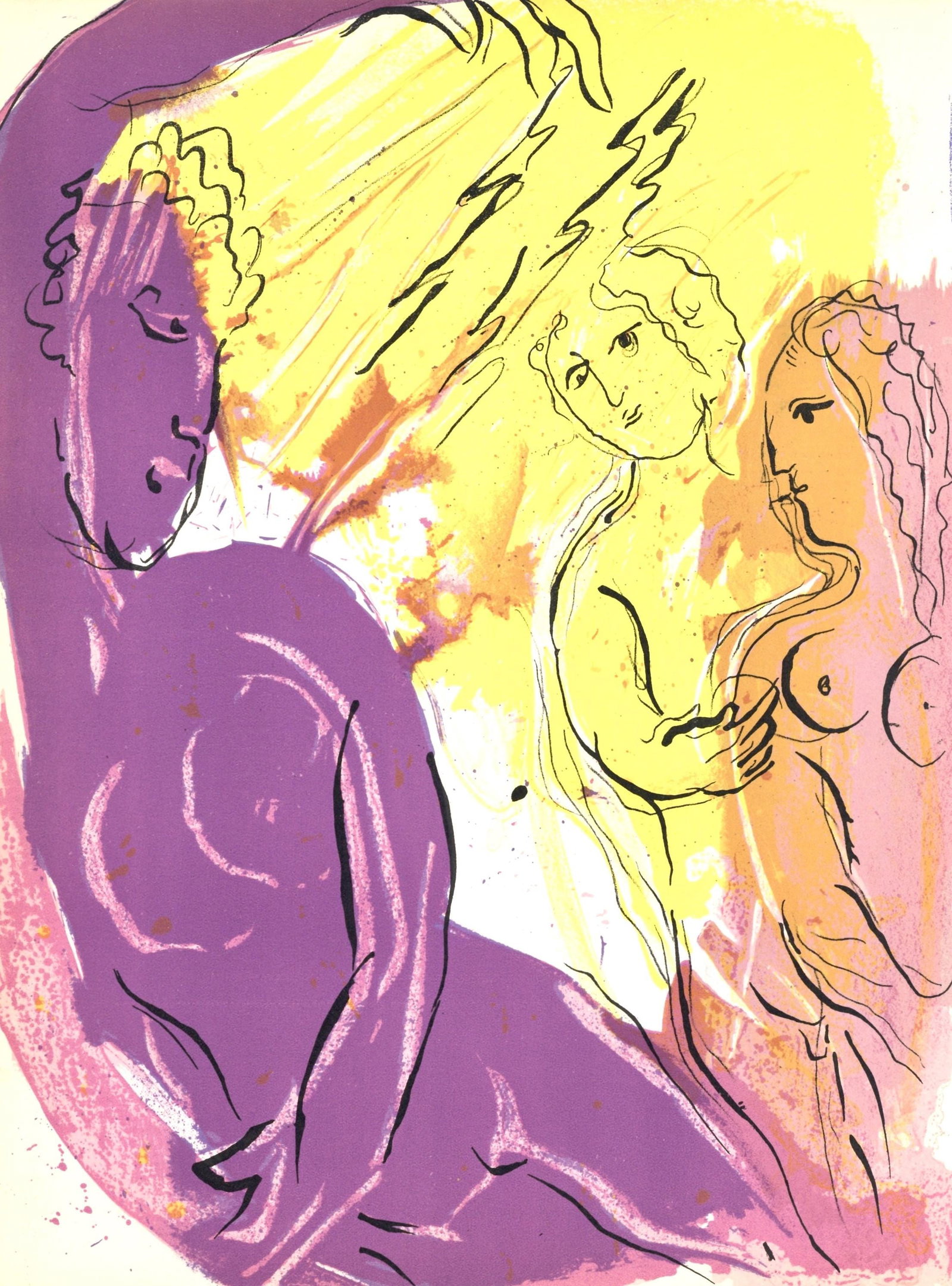 Marc Chagall, Ange du Paradis (Mourlot 117-46; Cramer 25), Dessins Pour La Bible, Verve, Revue,: Lithograph on velin des Papeteries du Marais paper. Paper Size: 14 x 10.25 inches. Inscription: Unsigned and unnumbered, as issued. Catalogue raisonne references: Cain, Julien, and Fernand Mourlot. Ch