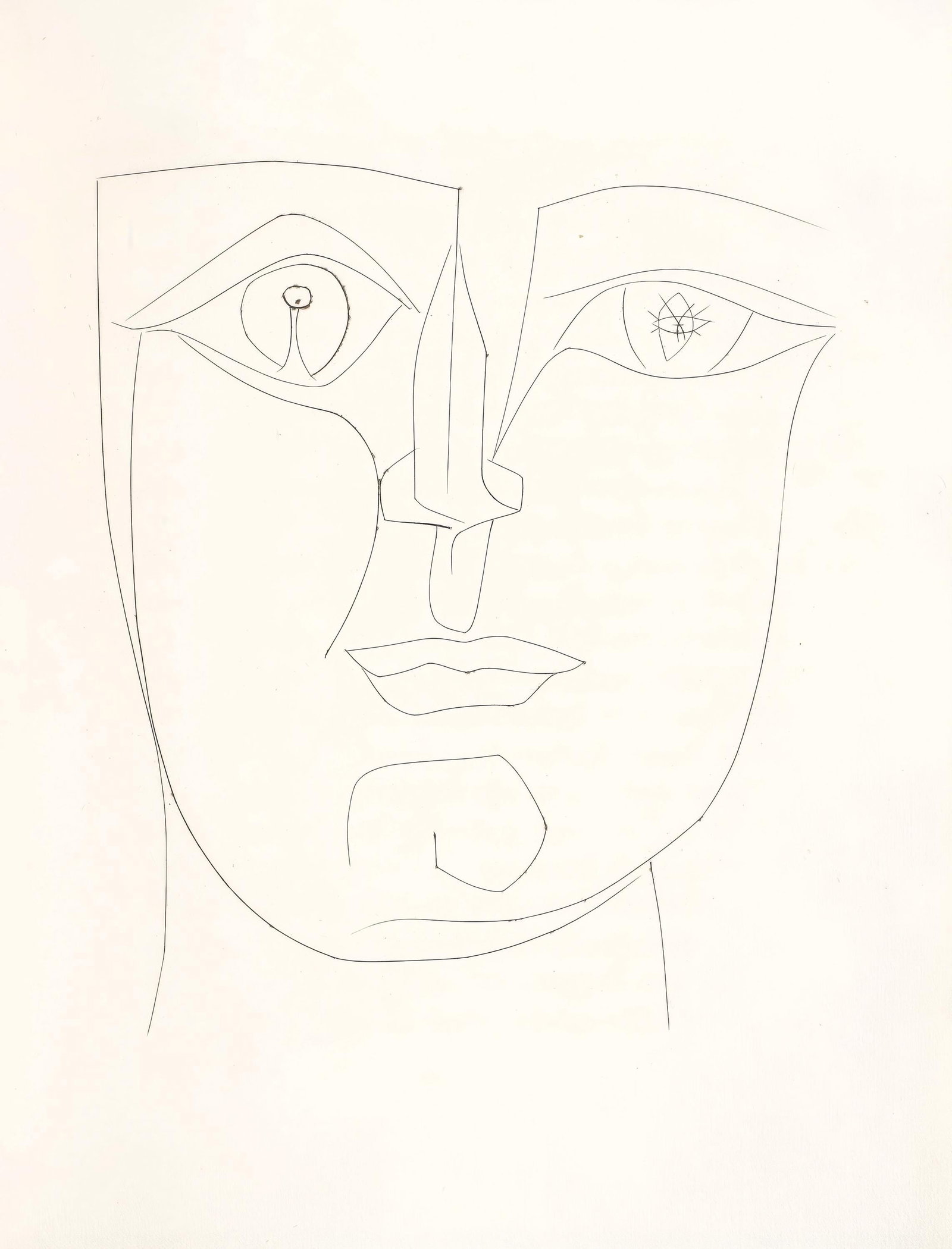 Pablo Picasso, Untitled, from Carmen, Limited Edition Engraving, 1949: This exquisite engraving by Pablo Picasso (1881-1973), titled Sans titre (Untitled), from the folio Picasso, Carmen (Picasso, Carmen), originates from the 1949 edition published by La Bibliotheque Fra