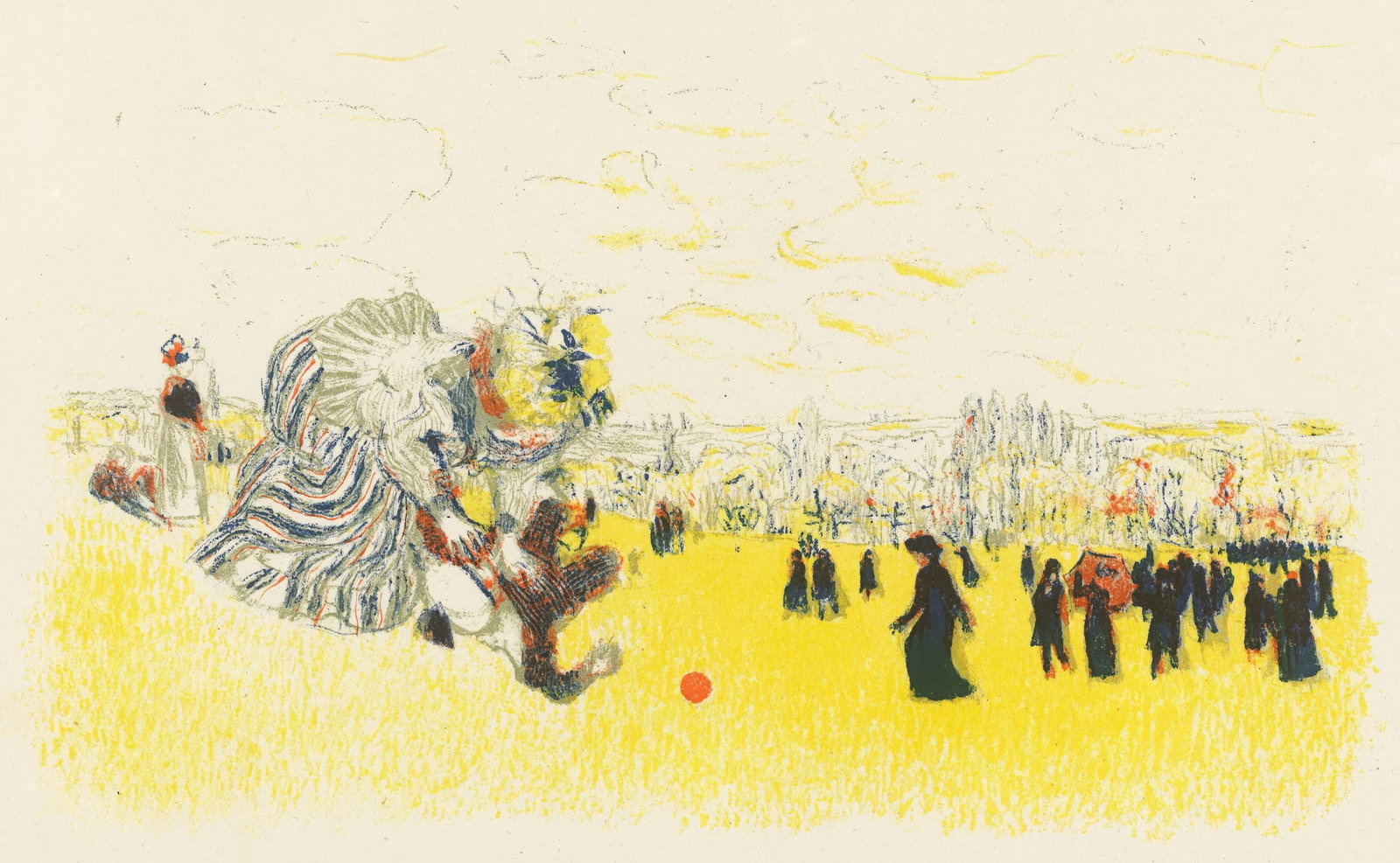 Jean-Edouard Vuillard, Children's Games, from The Graphic Work of Vuillard, Limited Edition: This exquisite lithograph by Jean-Edouard Vuillard (1868-1940), titled Jeux d'enfants (Children's Games), from L'oeuvre grave de Vuillard (The Graphic Work of Vuillard), originates from the 1948 editi