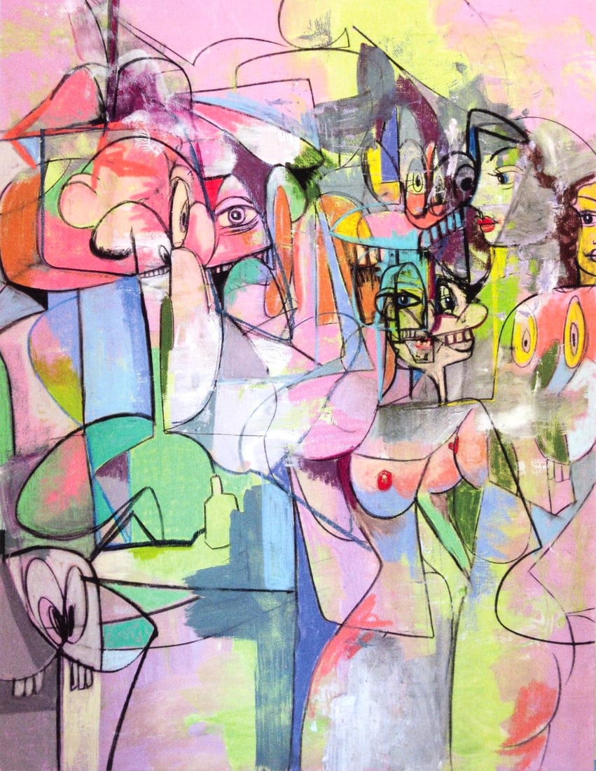 George Condo, Figure Change, Drawing Paintings, Limited Edition Four Color Process Print: Four color process print on velin paper. Paper size: 10.75 x 9.25 inches. Excellent condition. Inscription: Unsigned and unnumbered, as issued. Notes: From the folio, George Condo, Drawing Paintings,