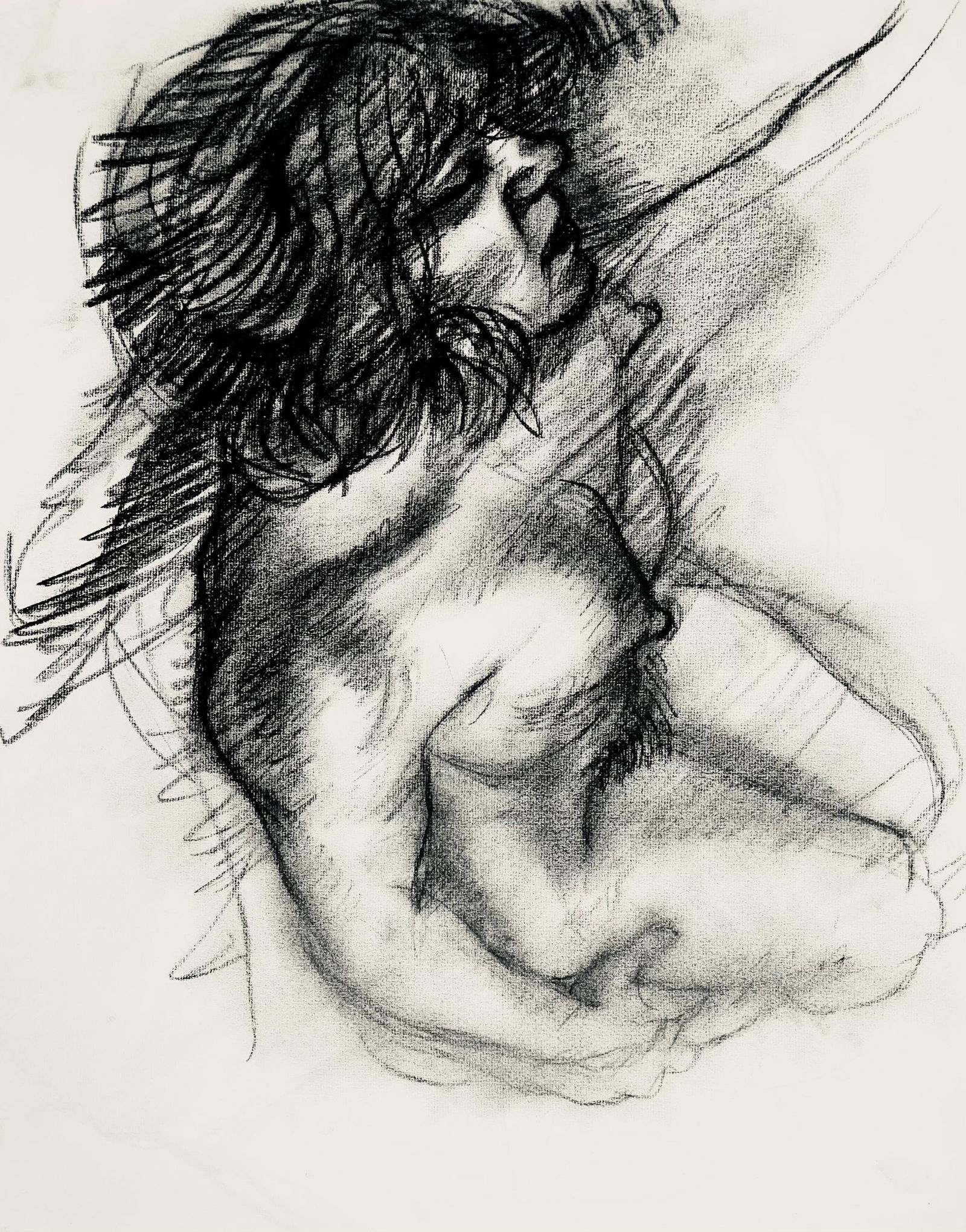 Ian Hornak, Renaissance Female Nude Figure Study, 1963, Original Drawing: Charcoal on velin paper, circa 1963. Paper Size: 23 x 18 inches. Good condition, consistent with age. Inscription: Unsigned, Estate stamped, verso. Provenance: Estate of Ian Hornak, East Hampton. Note