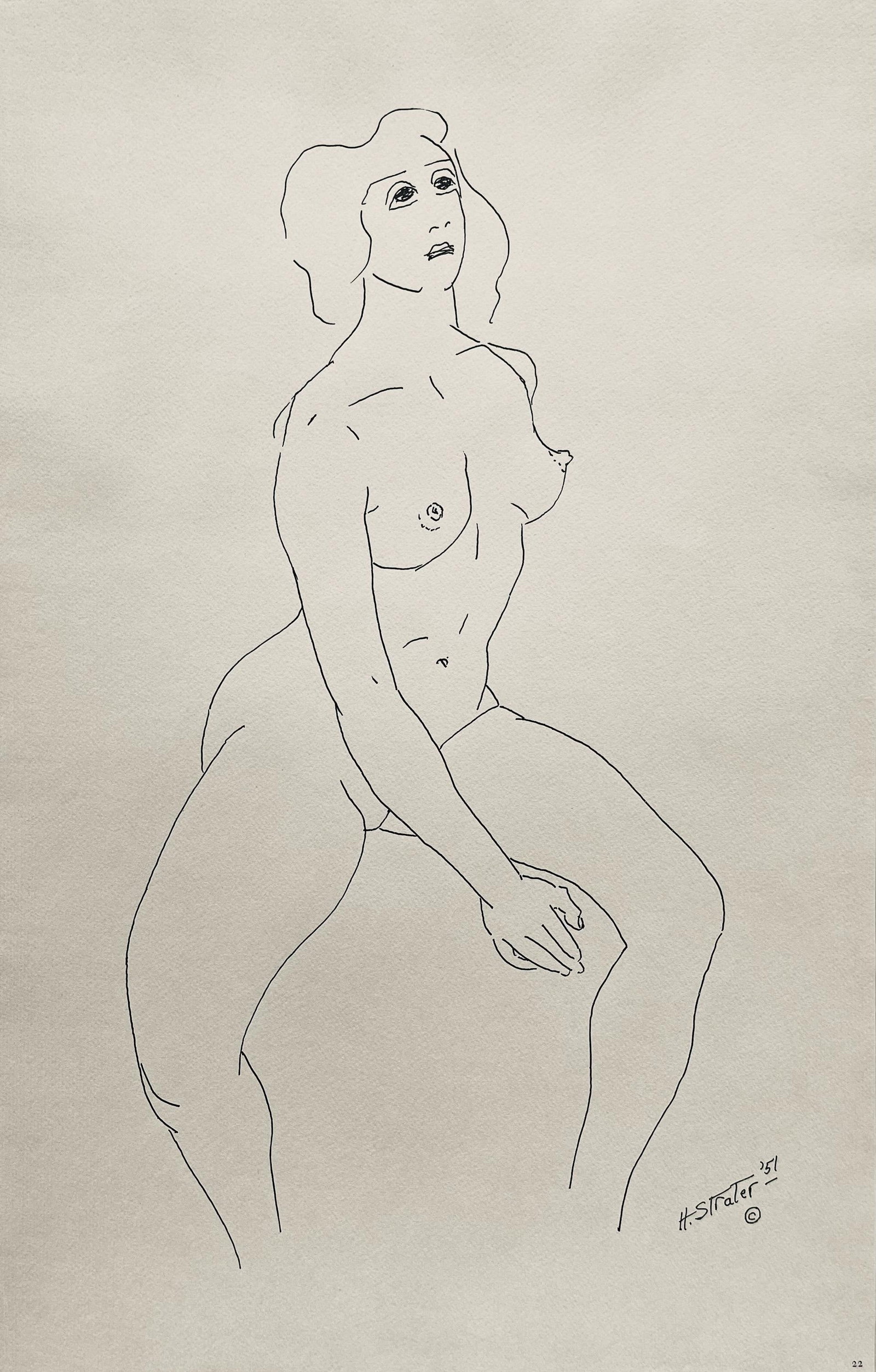 Henry Strater, Composition, 24 Drawings by Henry Strater, Limited Edition Lithograph: Lithograph on velin paper. Signed in the plate and unnumbered, as issued. Paper size: 20.5 x 13.5 inches. Excellent condition. Notes: From the folio, 24 Drawings by Henry Strater, 1963. Published by H