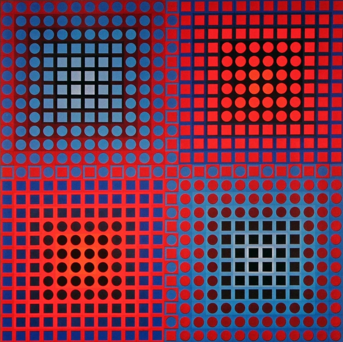 Victor Vasarely, Composition, Folklore Planetaire, Limited Edition Heliogravure: Heliogravure on 280 gm M2 gloss paper. Paper Size: 11 x 11 inches. Excellent condition. Notes: From the folio, Folklore Planetaire, 1976. Published and printed by Editions du Griffon, Neuchatel, Switz