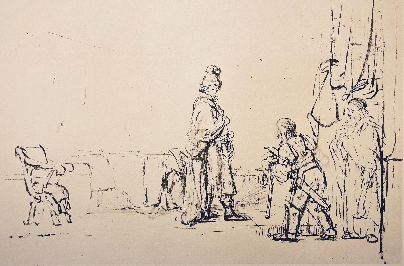 Rembrandt van Rijn, David Visited by the Prophet Nathan, Limited Edition Collotype: Collotype on Hamilton Kilmory paper. Unsigned and unnumbered, as issued. Paper Size: 9.5 x 12.5 inches. Excellent condition. Notes: From the folio, Rembrandt, Drawings from the Bible, Thirty-two Collo
