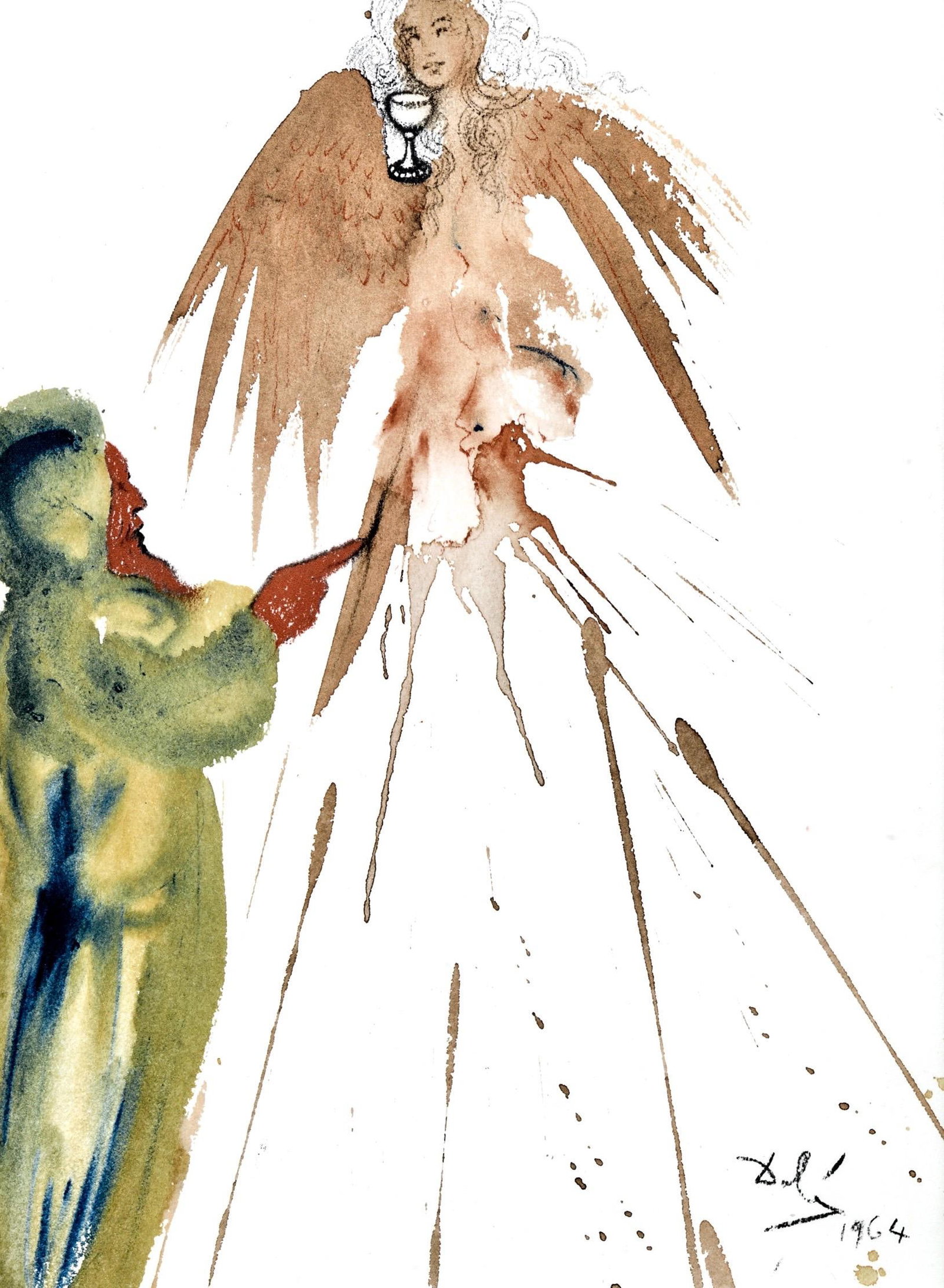 Salvador Dali, Composition (Michler/Lopsinger 1600; Field 69-3), Biblia Sacra, Limited Edition: Lithograph in colors on velin Fabriano charta ex meris pannis "ab alveo" manu fabricata, perlucidis figuris intexta paper. Paper size: 19 x 13.75 inches. Inscription: Signed in the plate and unnumbere