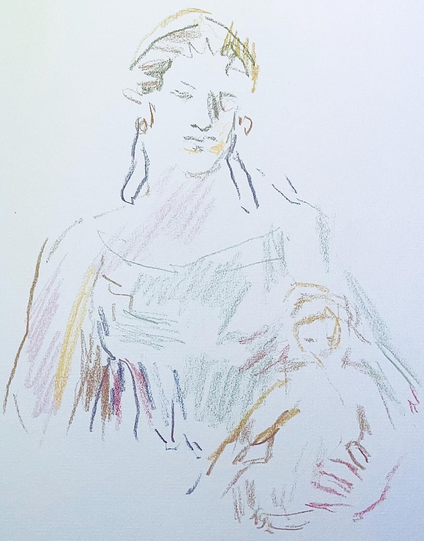 Oskar Kokoschka, Composition, Skizzenbuch der Italienischen Reise 1963, Limited Edition Lithograph: Lithograph on Butten paper. Inscription: Unsigned and unnumbered, as issued. Paper Size: 14.17 x 11.22 inches. Excellent condition. From the volume, Skizzenbuch der Italienischen Reise 1963, 2001. Pub