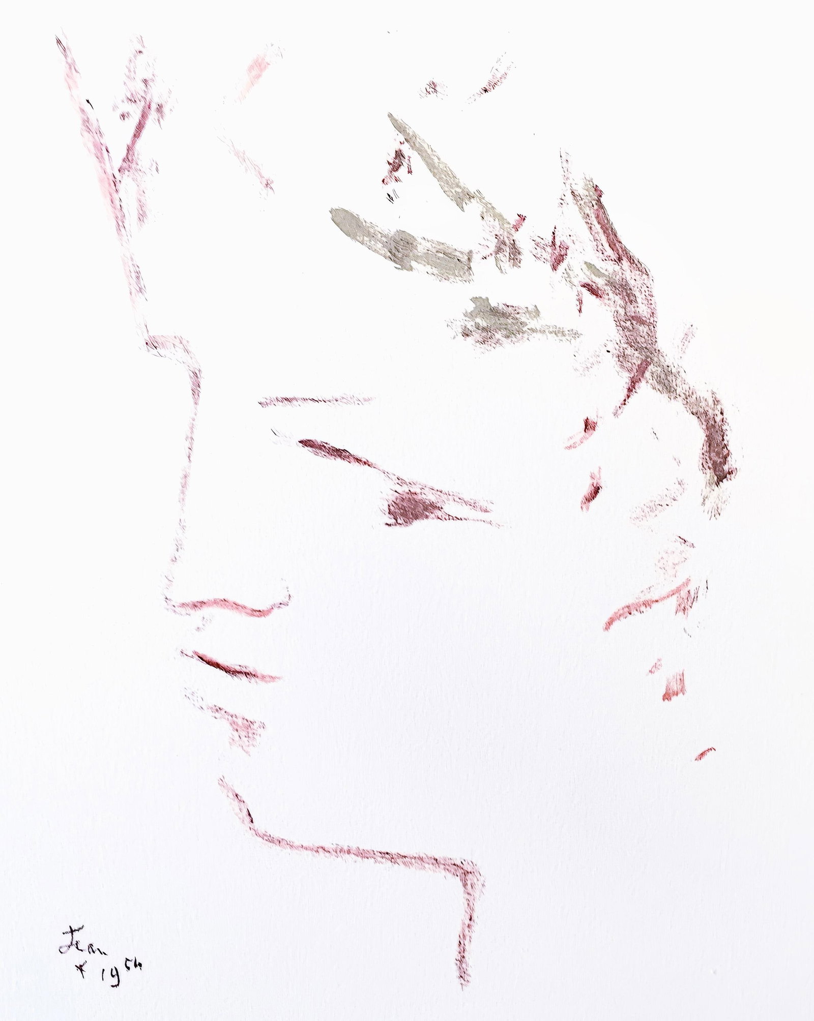 Jean Cocteau, Untitled, from Under the Coat of Fire, Limited Edition Lithograph, 1955: This exquisite lithograph by Jean Cocteau (1889-1963), titled Sans titre (Untitled), originates from the 1955 album Sous le manteau de feu, Poems, douze lithographies originales de Jean Cocteau de l'A