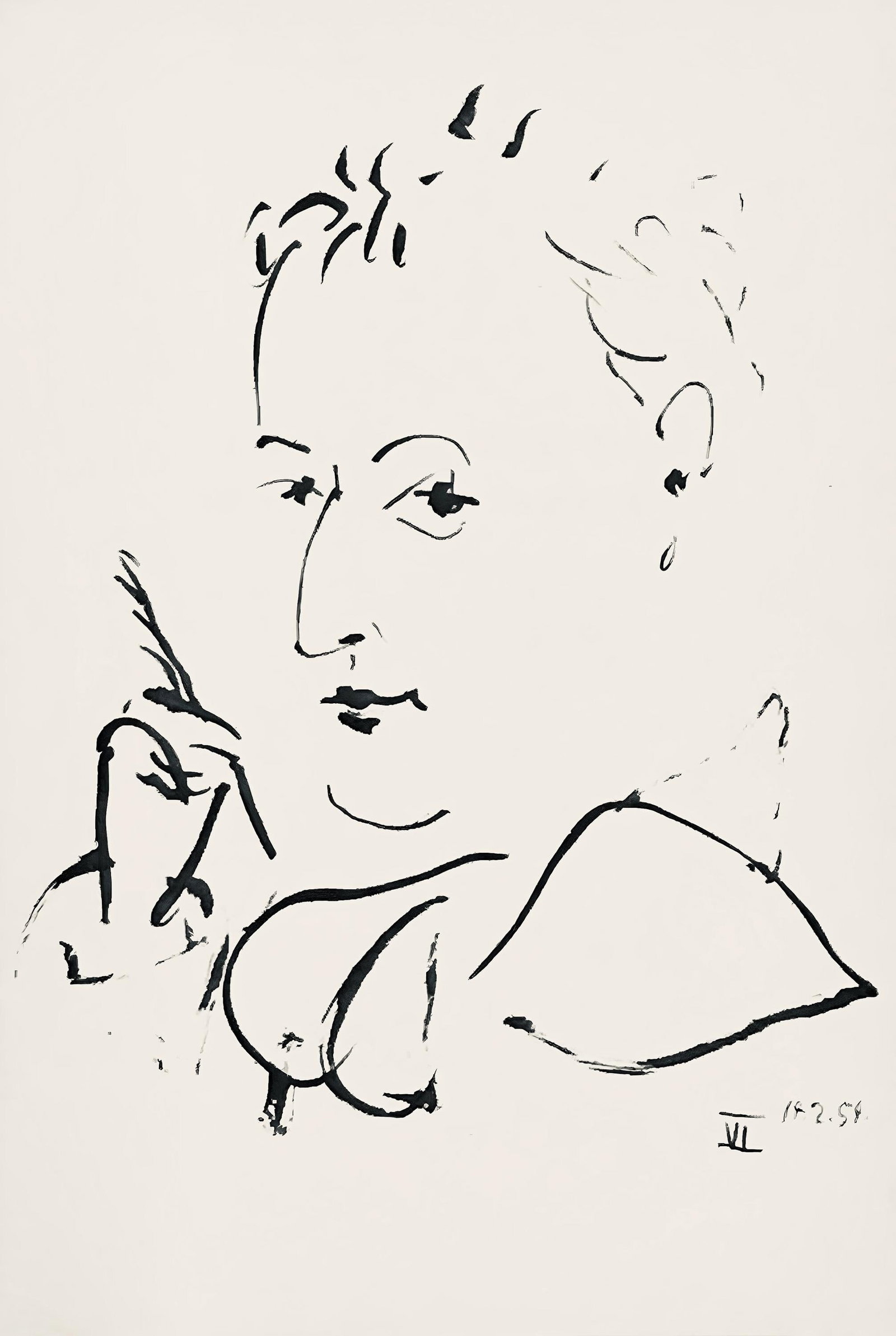 Pablo Picasso, Composition (Horodisch B19), Mystification, Limited Edition Lithograph: Lithograph on velin pur fil Lafuma Navarre paper. Paper size: 10.63 x 7.48 inches. Excellent condition. Inscription: Unsigned and unnumbered, as issued. Notes: From the album, Mystification ou l'Histo