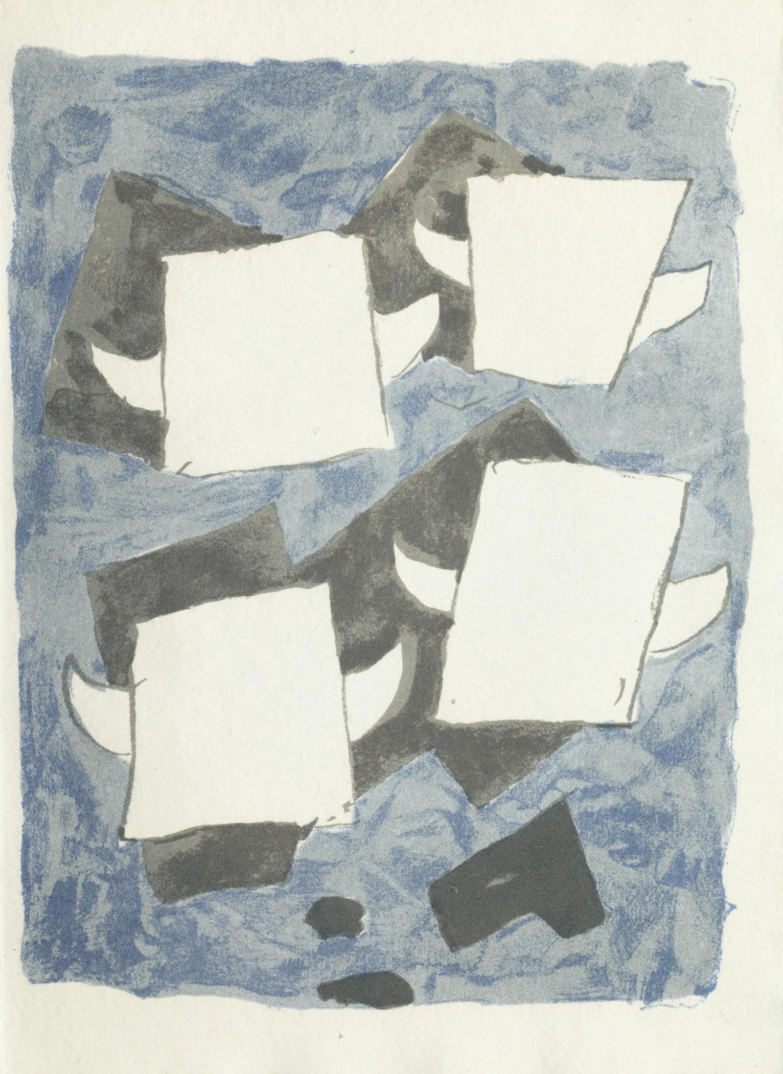 Georges Braque, Composition (Vallier 153), Le Tir a l'arc mis en lumiere par Georges Braque, Limited: Lithograph on velin pur Chiffon Moulin a papier Richard de Bas paper. Paper size: 9 x 6.5 inches. Excellent condition. Inscription: unsigned and unnumbered, as issued. Notes: from the folio, Le Tir a