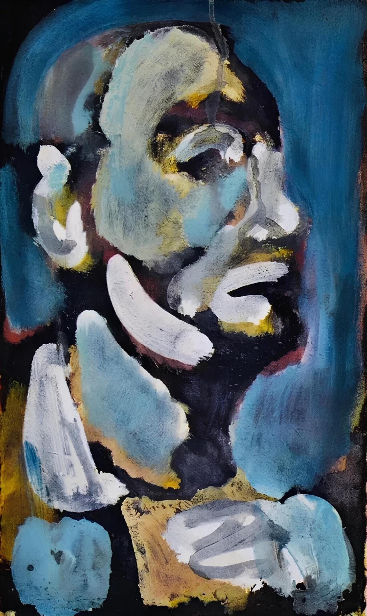 Georges Rouault, Composition, Visages, dix etudes de l'Atelier reproduites en fac-similes, Limited: Lithograph and stencil on velin Chiffon de Mandeure paper. Paper size: 18 x 13 inches. Excellent condition. Unsigned, as issued. Notes: From the folio, Visages, dix etudes de l'Atelier reproduites en