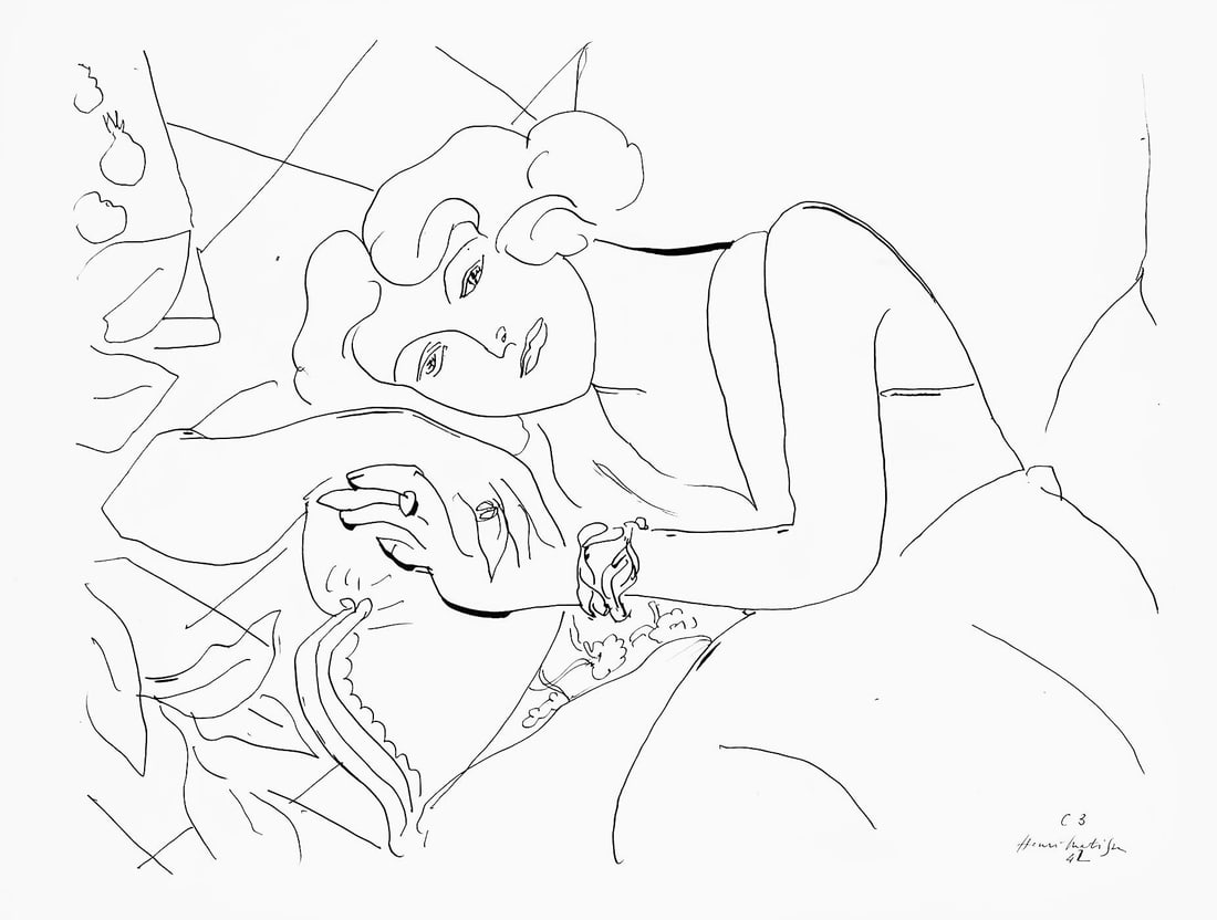 Henri Matisse, Serie C, var. 3 (Duthuit 9), Henri Matisse, Dessins, Themes et variations, Limited: Lithograph on velin pur fil paper. Inscription: Signed in the plate and unnumbered, as issued. Paper Size: 9.625 x 12.875 inches. Catalogue raisonne references: Matisse, Henri, et al. Henri Matisse: