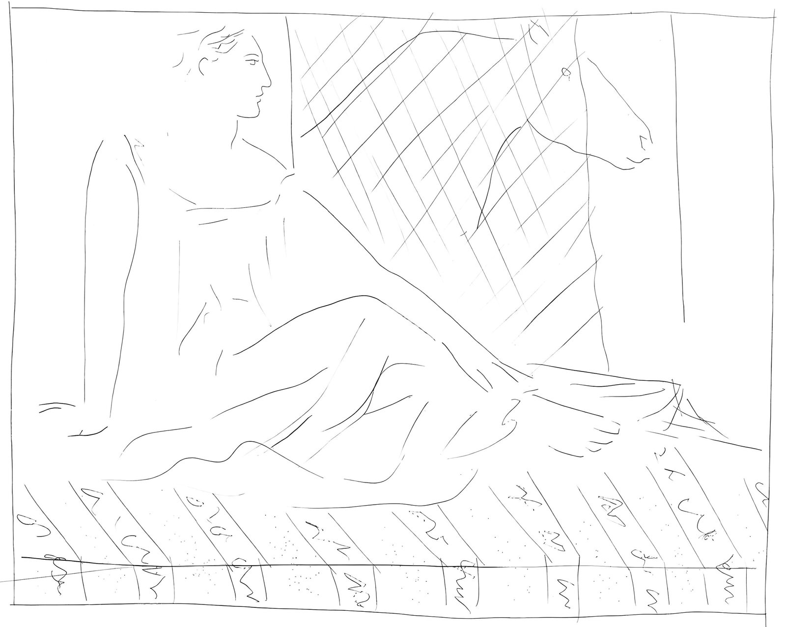 Pablo Picasso, Femme assise et cheval, Les Metamorphoses, Limited Edition Lithograph: Lithograph on velin papier Verge fin blanc des papeteries de Bellerive paper. Paper size: 11.02 x 8.66 inches; image size: 4.5 x 5.5 inches. Inscription: Unsigned and unnumbered, as issued. Condition: