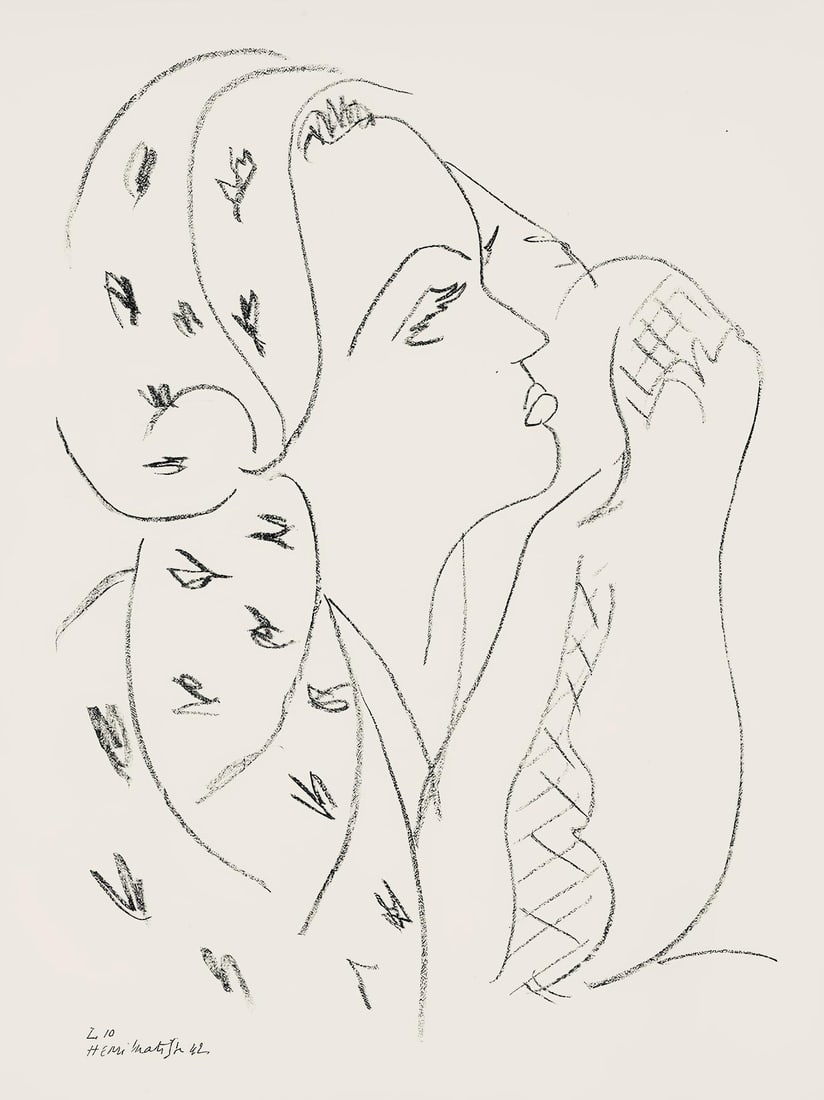 Henri Matisse, Serie L, var. 10 (Duthuit 9), Henri Matisse, Dessins, Themes et variations, Limited: Lithograph on velin pur fil paper. Paper Size: 12.875 x 9.625 inches. Excellent condition. Inscription: Signed in the plate and unnumbered, as issued. Notes: From the folio, Henri Matisse, Dessins,