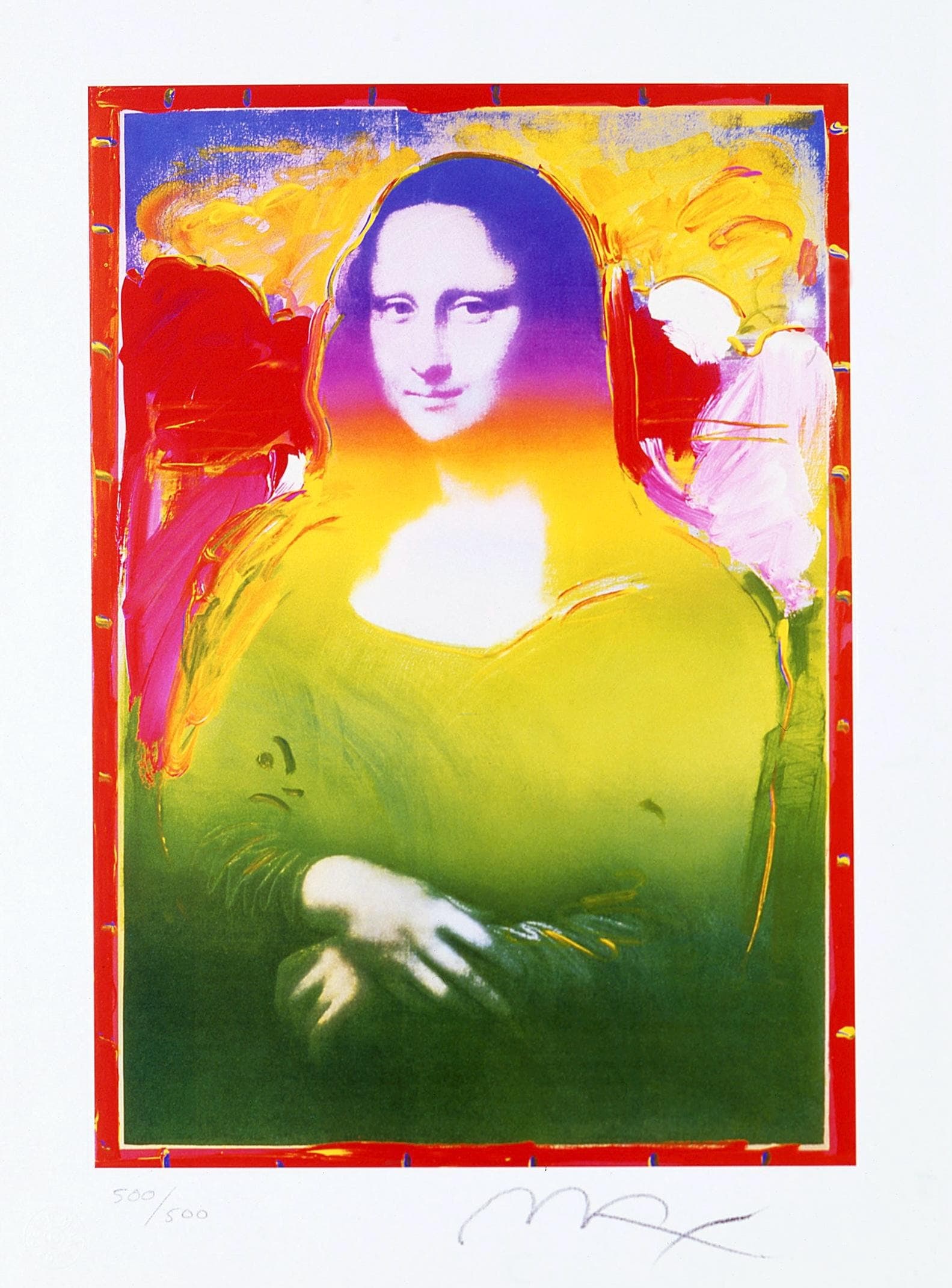 Peter Max, Mona Lisa II, Hand Signed, Official Limited Edition Lithograph: Lithograph in colors on Lustro Saxony paper. Paper size: 16.12 x 11.31 inches. Inscription: Hand signed by Peter Max and numbered, as issued. Condition: Excellent. Notes: Published and printed by Via