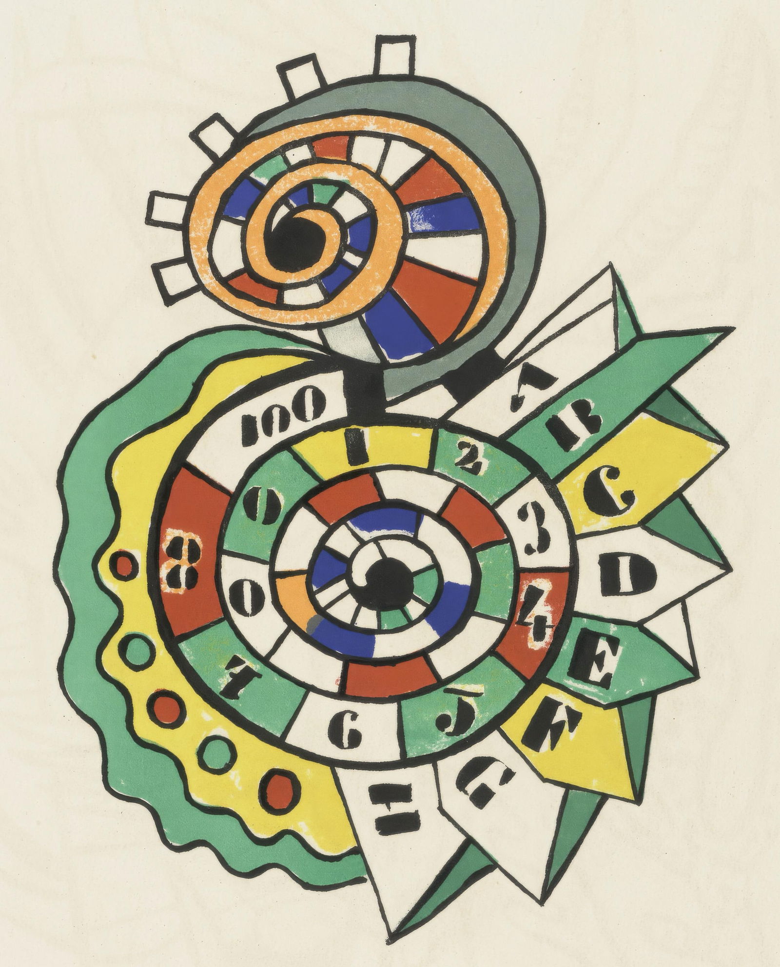 Fernand Leger, Untitled, from Circus, Limited Edition Lithograph, 1950: This exquisite lithograph by Fernand Leger (1881-1955), titled Sans titre (Untitled), from the album Cirque, Lithographies Originales (Circus, Original Lithographs), originates from the 1950 edition