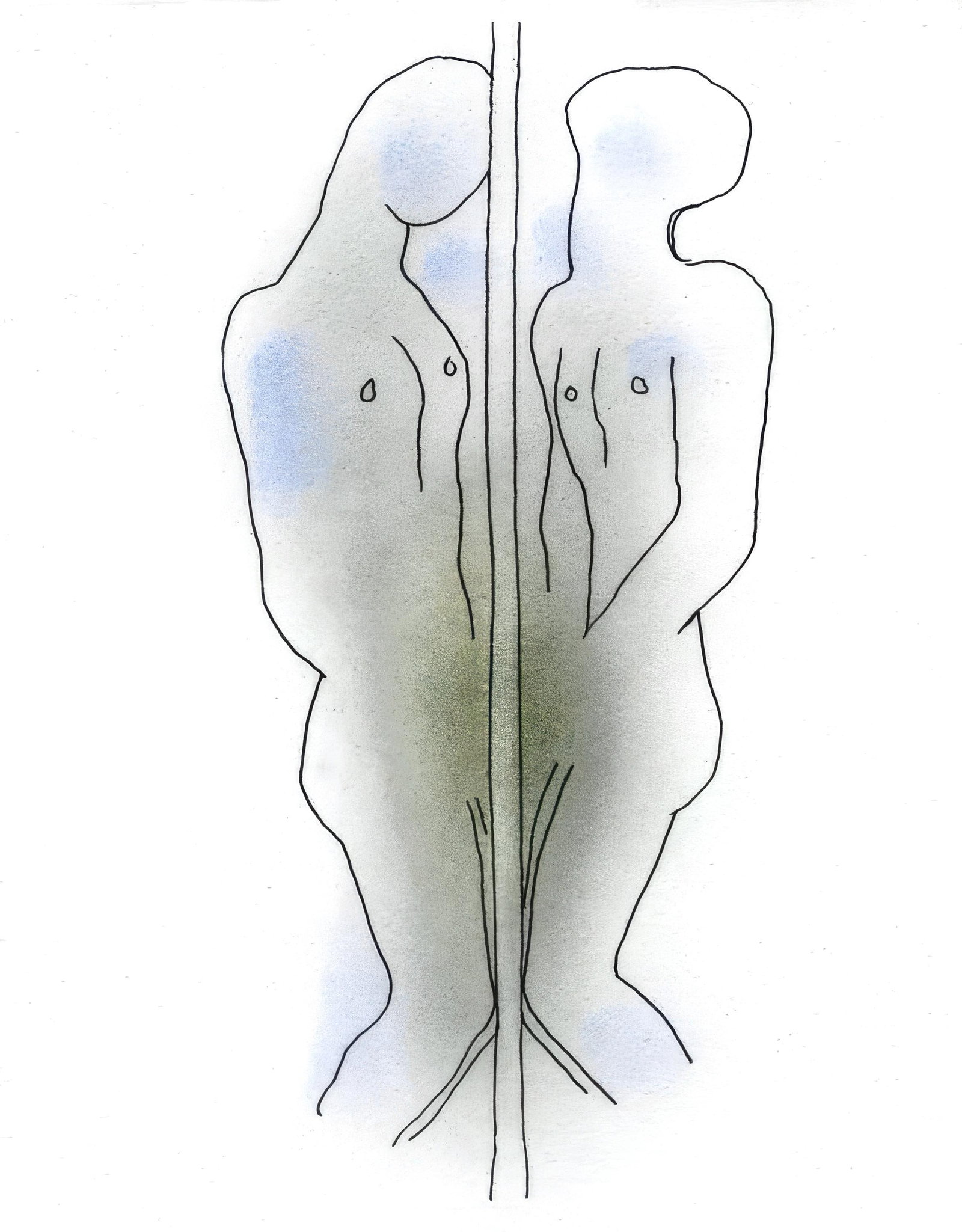 Jean Cocteau, Untitled, from The White Book, Limited Edition Lithograph and Pochoir, 1930: Jean Cocteau (1889-1963); Sans titre (Untitled), 1930. Lithograph and pochoir with hand coloring on velin d'Arches paper. Paper size 11.81 x 9.06 inches. Unsigned and unnumbered, as issued. Printed