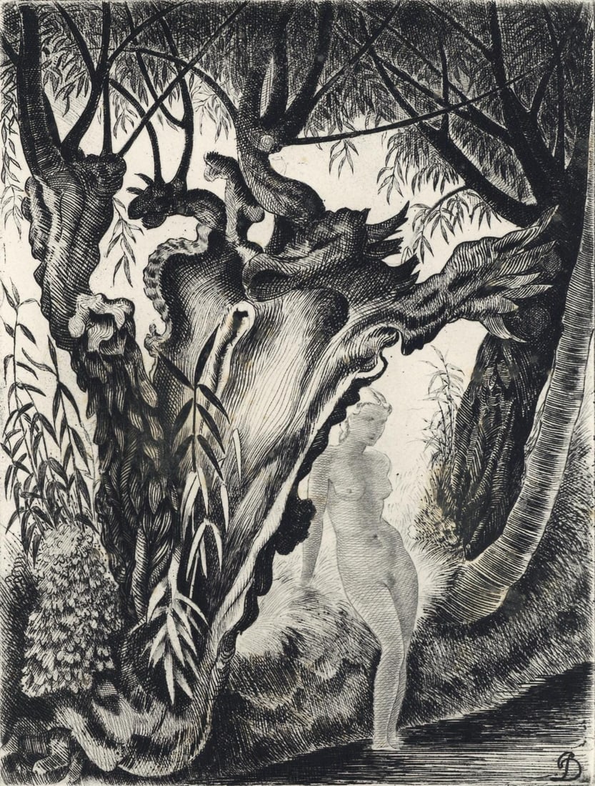 Pierre Dubreuil, Composition, Alternance, Limited Edition Etching: Etching on velin pur chiffon de Rives paper. Unsigned and unnumbered. Paper Size: 9.875 x 12.875 inches. Excellent condition. Notes: From the folio, Alternance, 1946. Published by Le Gerbier, Paris; p