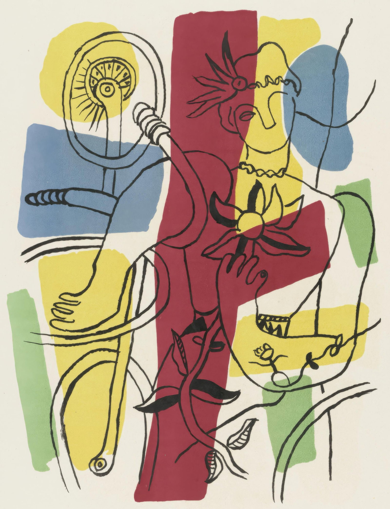 Fernand Leger, Untitled, from Circus, Limited Edition Lithograph, 1950: This exquisite lithograph by Fernand Leger (1881-1955), titled Sans titre (Untitled), from the album Cirque, Lithographies Originales (Circus, Original Lithographs), originates from the 1950 edition p