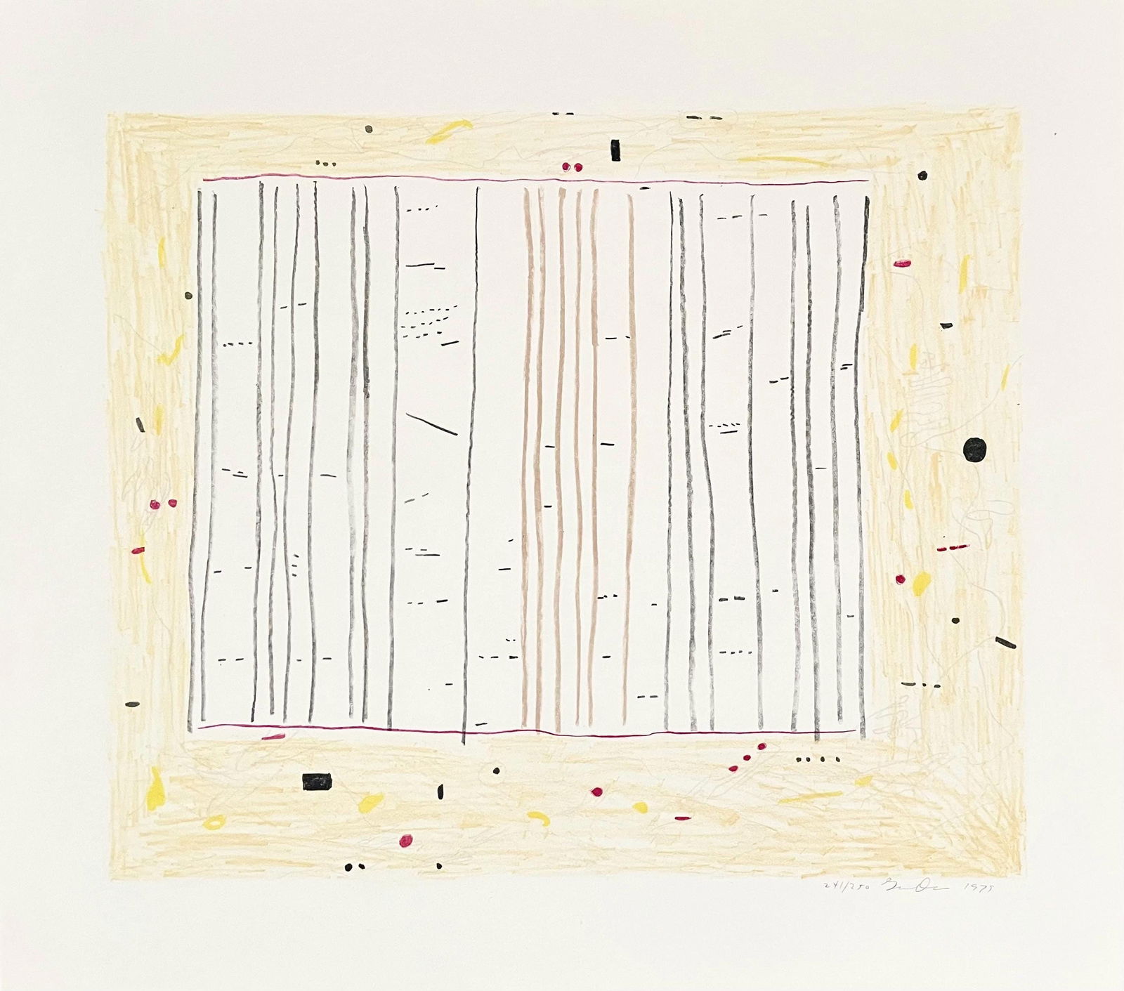 Gene Davis, Yellow Jack, Limited Edition Lithograph: Lithograph on velin d'Arches paper. Paper Size: 22.5 x 25.125 inches. Inscription: Hand signed and numbered, as issued. Notes: Published by London Arts Group, Detroit; printed by Alpha Omega,