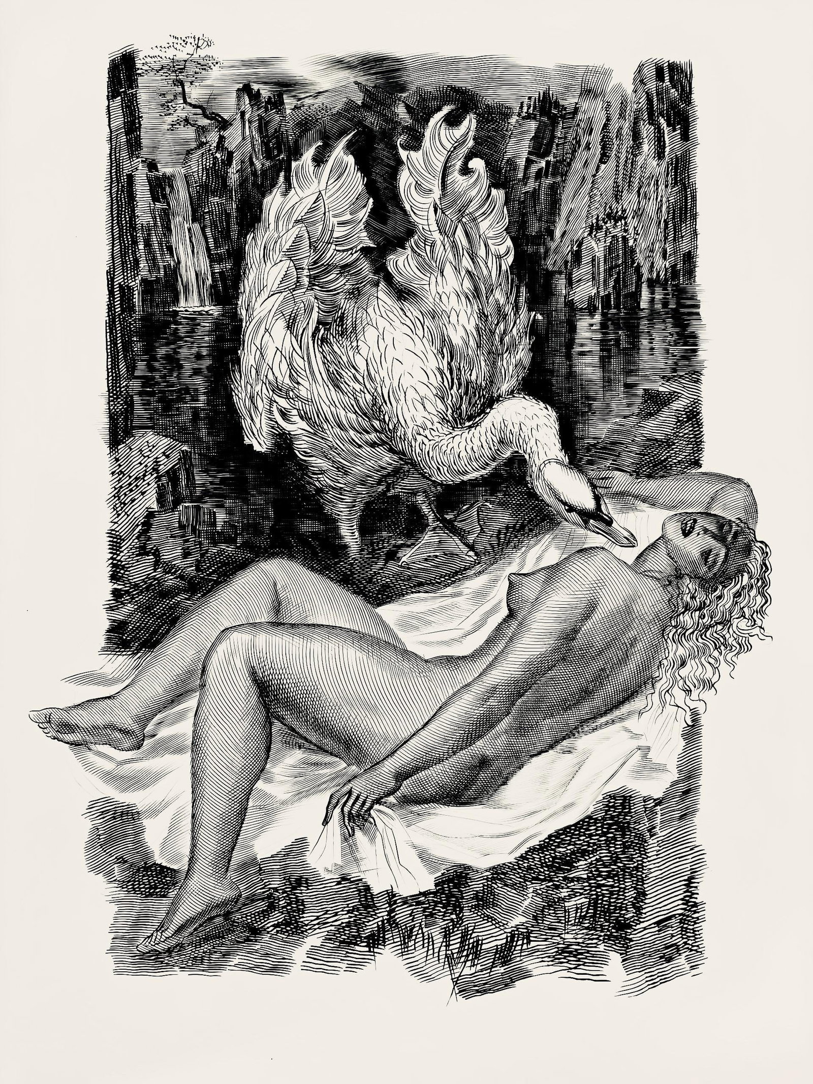 Albert Decaris, Composition, Portrait de A. Decaris, Limited Edition Engraving: Engraving on velin de Rives paper. Paper size: 13.18 x 10.55 inches. Excellent condition. Inscription: unsigned and unnumbered, as issued. Notes: From the volume, Portrait de A. Decaris, 1953. Publish