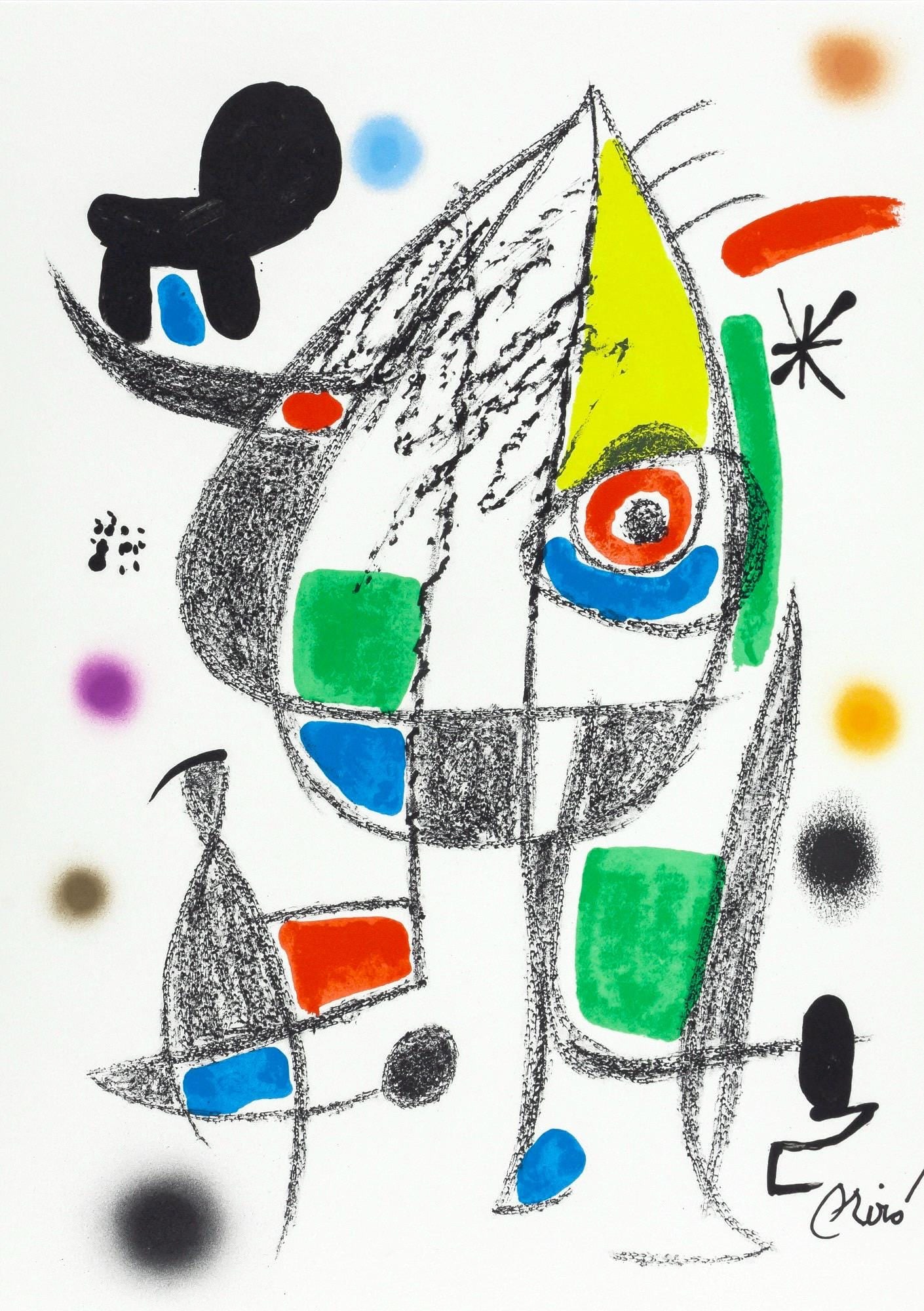Joan Miro, Composition (Mourlot, 1051-1072), Maravillas con Variaciones acrosticas en el Jardin de: Lithograph on velin d'Arches paper. Paper Size: 19.5 x 14.125 inches. Inscription: Signed in the plate and unnumbered, as issued. Catalogue raisonne references: Cramer, Patrick, and Joan Miro. Joan Mi