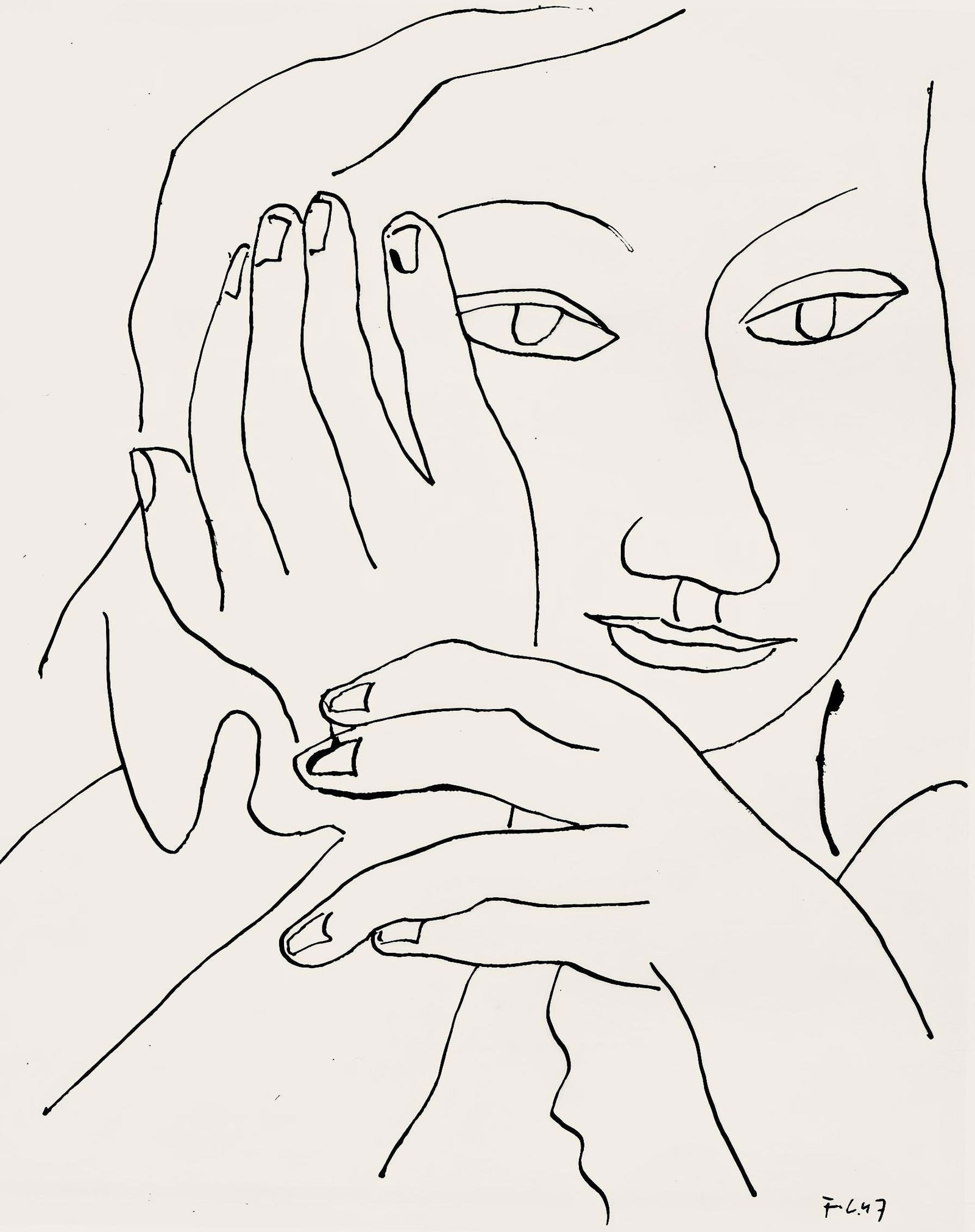 Fernand Leger, Composition, Levers de rideau sur la question du bonheur, Limited Edition Lithograph: Lithograph on velin blanc Grillet et Feau paper. Paper Size: 12.6 x 9.84 inches. Excellent condition. Inscription: Unsigned and unnumbered, as issued. Notes: From the volume, Levers de rideau sur la q