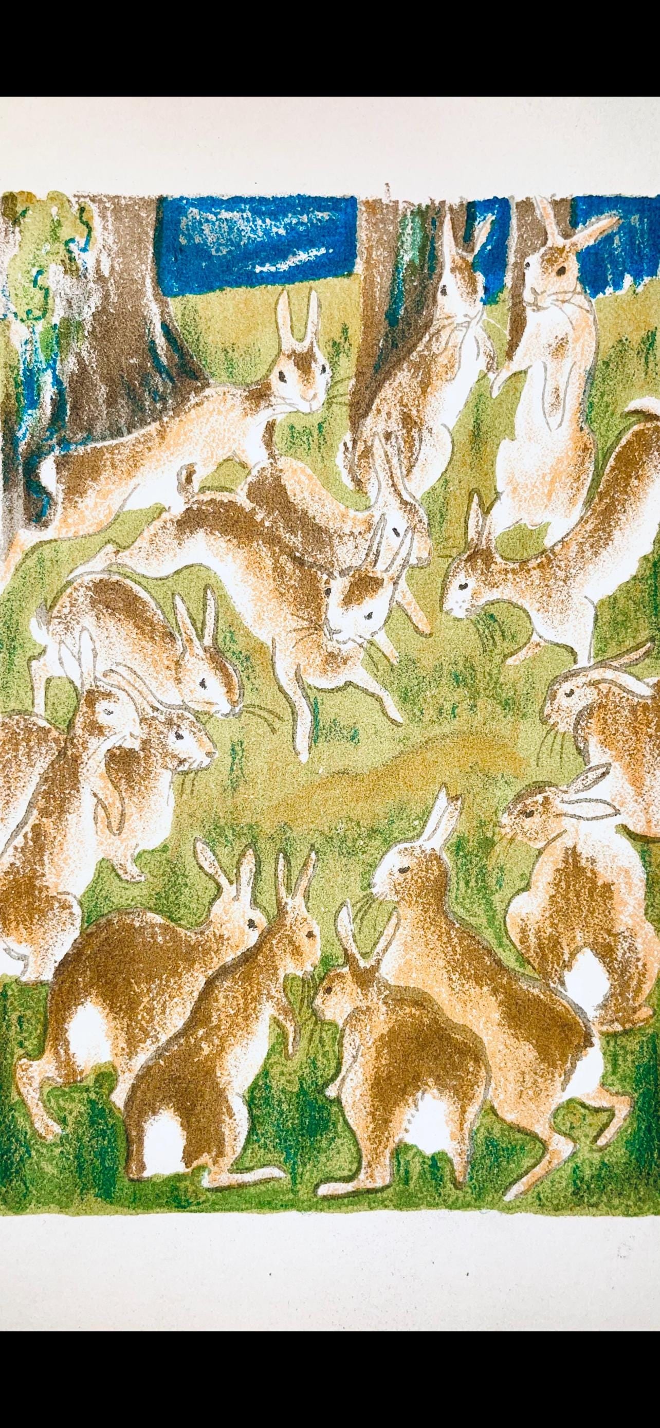 Maurice Mourlot, Composition, de Goupil a Margot, Histoires De Betes, Limited Edition Lithograph: Lithograph in colors on Grand Velin Blanc paper. Unsigned and unnumbered, as issued. Paper size: 9.055 x 6.69 inches. Excellent condition. Notes: From the volume, de Goupil a Margot, Histoires De Bete