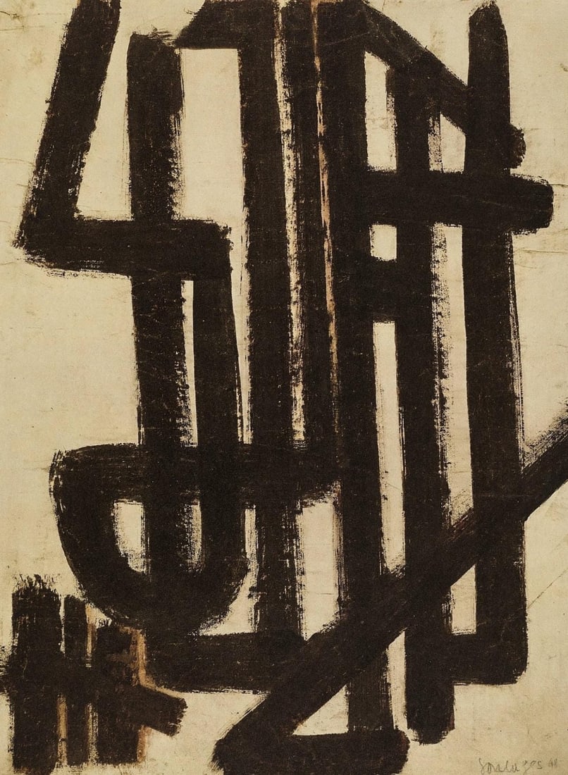 Pierre Soulages, Composition, Pierre Soulages, Peintres d'aujourd'hui, Limited Edition Heliogravure: Heliogravure on velin paper. Paper Size: 13.78 x 10.83 inches. Inscription: Signed in the plate and unnumbered, as issued. Notes: From the folio, Pierre Soulages, Peintres d'aujourd'hui, 1962.