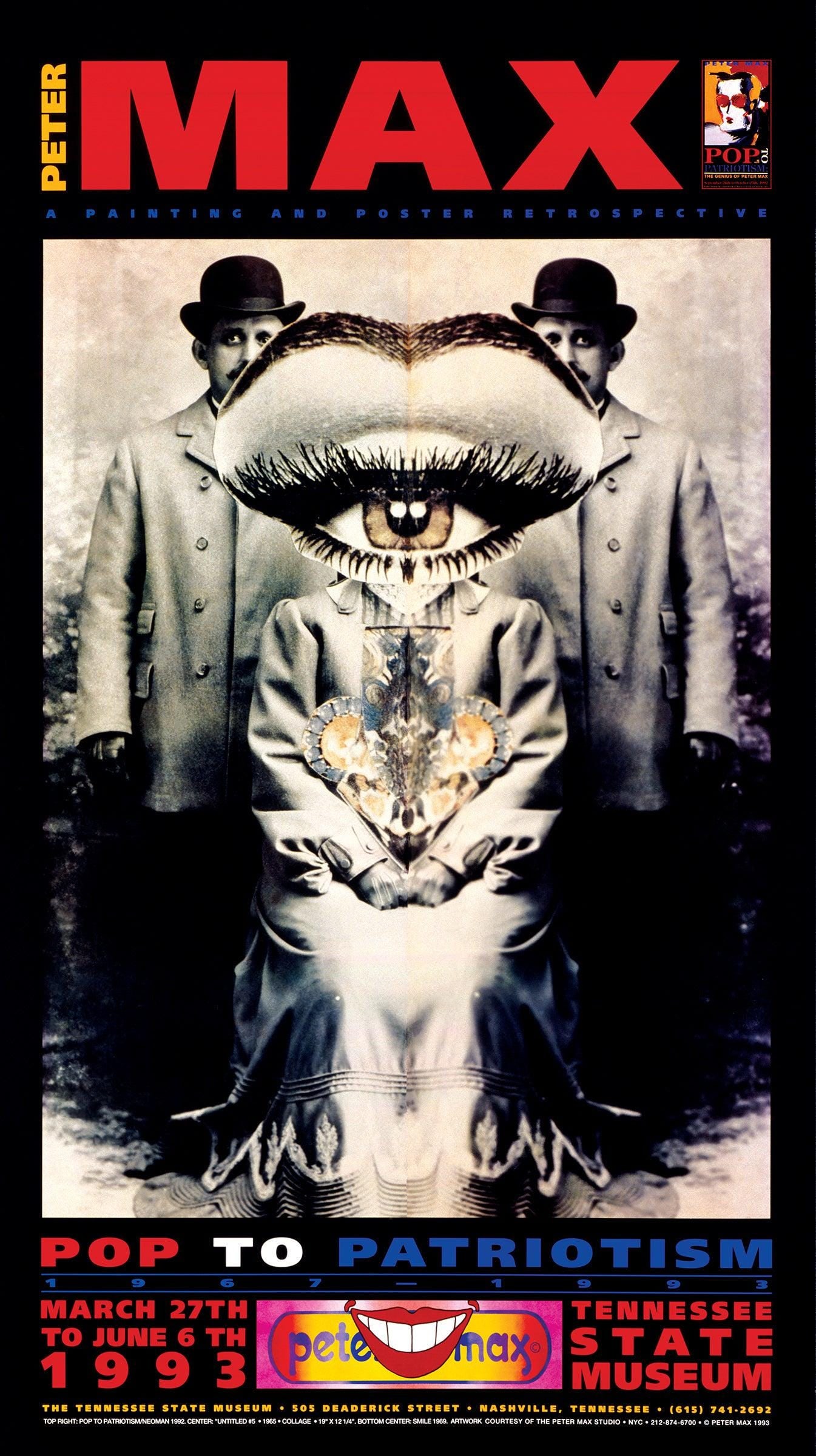 Peter Max, Tennessee State Museum, 1993, Hand Signed, Official Edition Offset Lithograph: Offset lithograph in colors on gloss archival paper. Paper size: 36 x 20 inches. Inscription: Hand signed by Peter Max in ink and unnumbered, as issued. Condition: Excellent. Notes: Published and