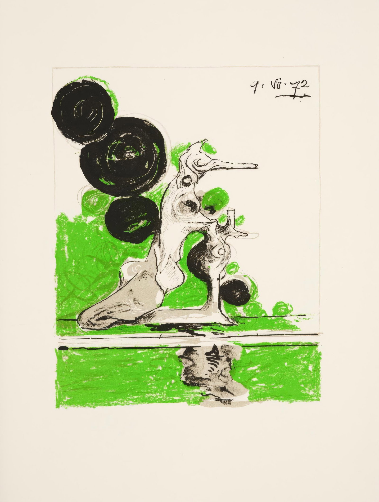 Graham Sutherland, Hybrid, from Memories and Portraits of Artists, Limited Edition Lithograph, 1972: This exquisite lithograph by Graham Sutherland (1903-1980), titled Hybrid, originates from the 1972 edition published by Editions A. C. Mazo et Cie., Paris, in collaboration with Leon Amiel, editeurs,