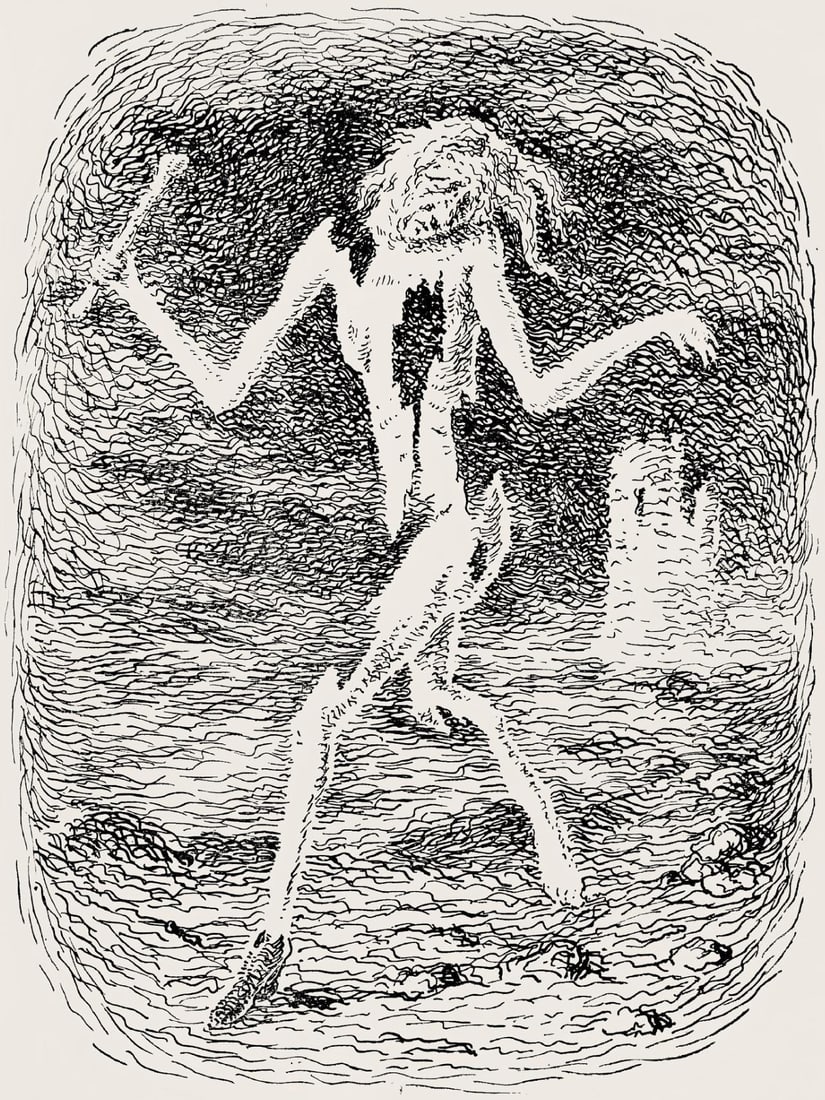 Rene Magritte, Composition, Les chants de Maldoror, Limited Edition Lithograph: Lithograph on velin papier pur chiffon paper. Paper Size: 10 x 7.375 inches. Excellent condition. Inscription: Unsigned and unnumbered, as issued. Notes: From the album, Les chants de Maldoror, illust