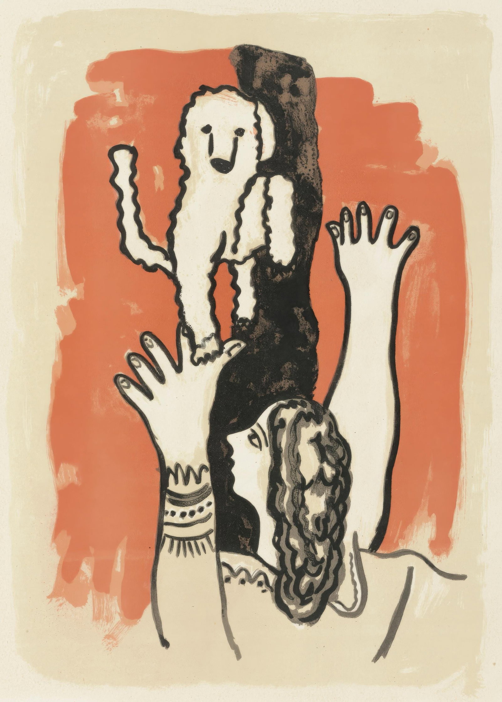 Fernand Leger, Untitled, from Circus, Limited Edition Lithograph, 1950: This exquisite lithograph by Fernand Leger (1881-1955), titled Sans titre (Untitled), from the album Cirque, Lithographies Originales (Circus, Original Lithographs), originates from the 1950 edition p