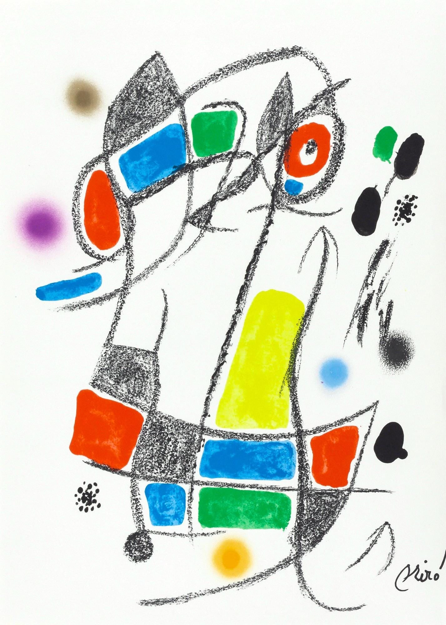 Joan Miro, Composition (Mourlot, 1051-1072), Maravillas con Variaciones acrosticas en el Jardin de: Lithograph on velin d'Arches paper. Paper Size: 19.5 x 14.125 inches. Inscription: Signed in the plate and unnumbered, as issued. Catalogue raisonne references: Cramer, Patrick, and Joan Miro. Joan Mi