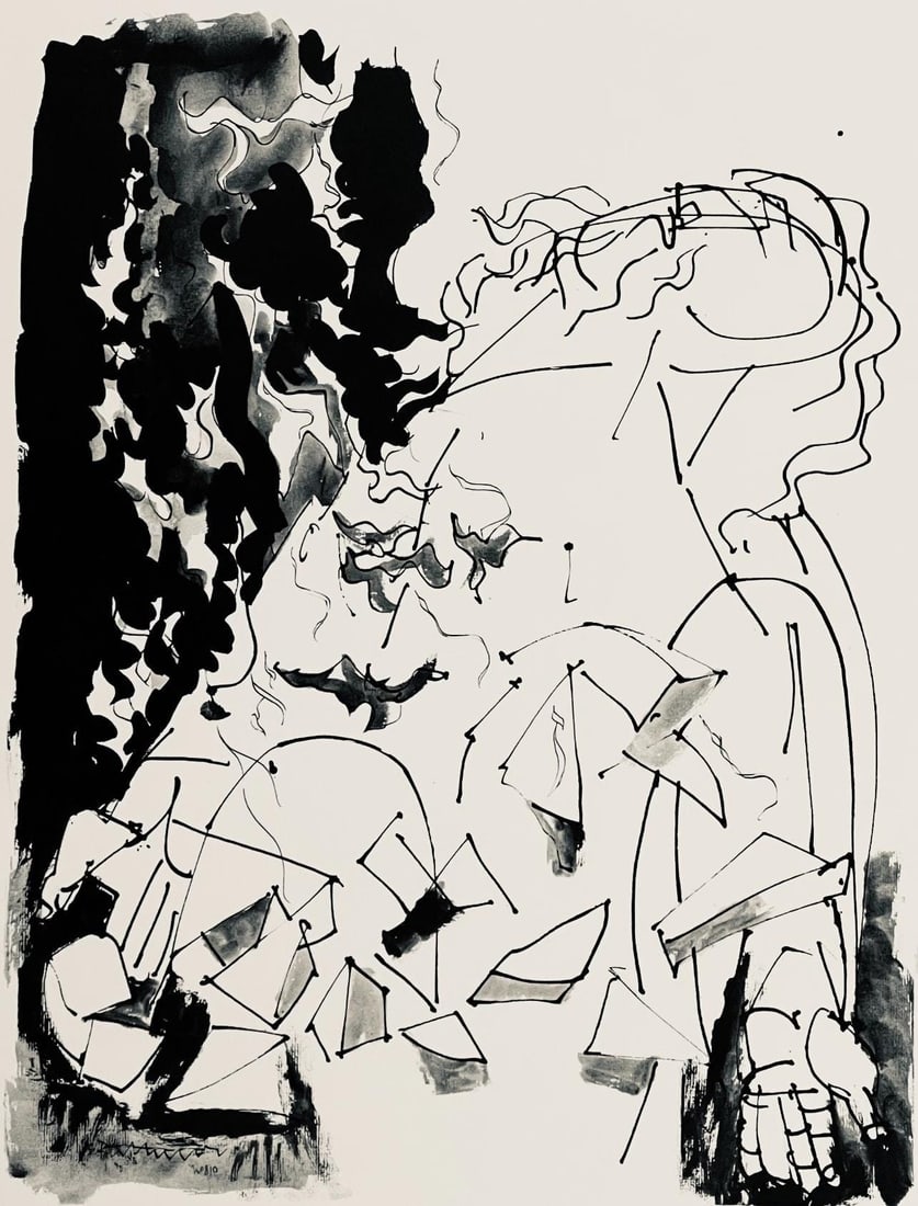 Abraham Rattner, Moses: study, Limited Edition Lithograph: Lithograph on velin paper. Paper Size: 17.5 x 13.5 inches. Excellent condition. Inscription: Unsigned and unnumbered, as issued. Notes: From the folio, Abraham Rattner: Twenty-four plates 1956.