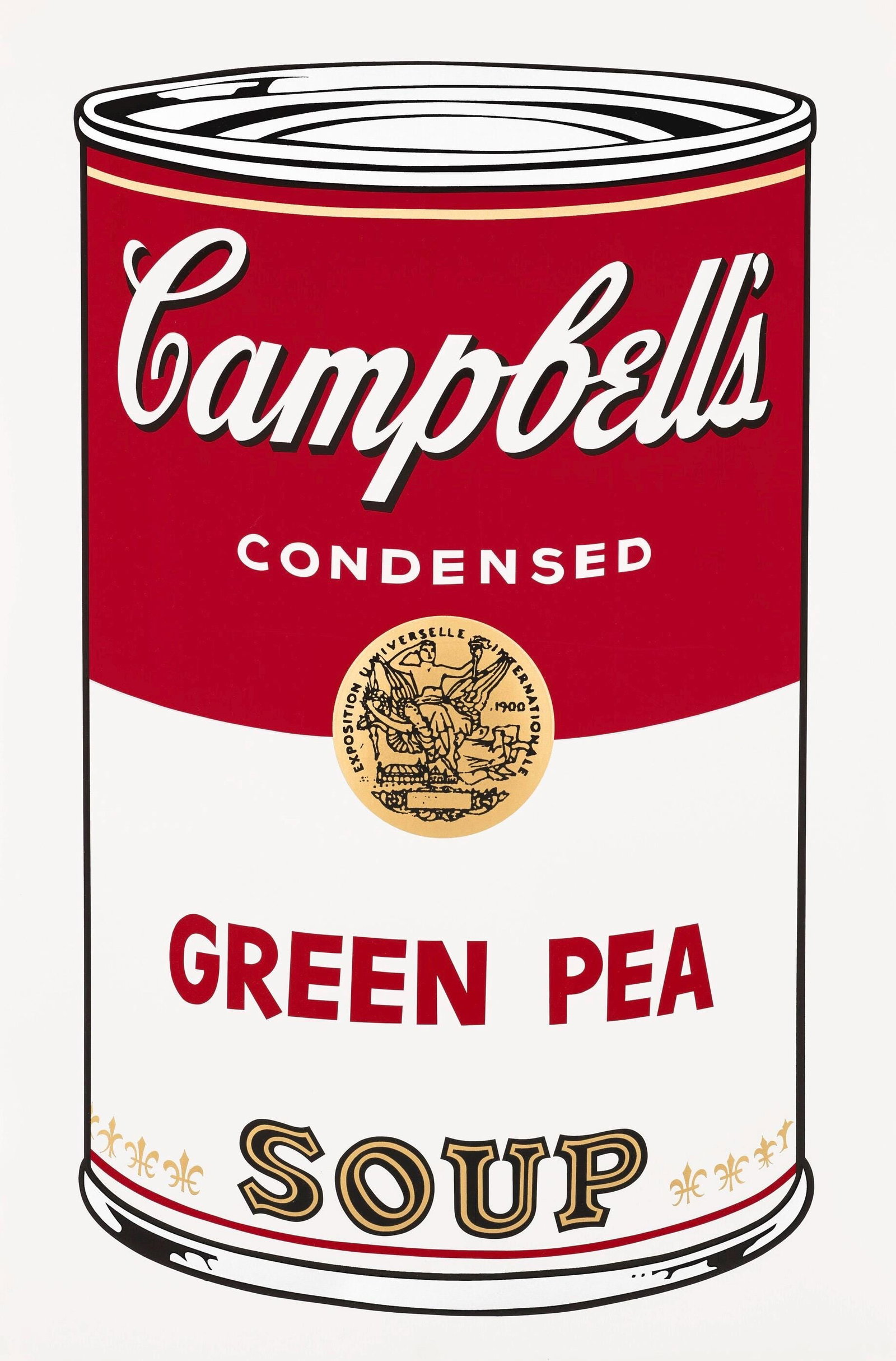Andy Warhol, Campbell's Soup, Green Pea, Official Edition, Sunday B. Morning, Silkscreen: Official edition, Andy Warhol, Sunday B. Morning, silkscreen on museum board. Paper Size: 35 x 23 inches. Excellent condition. Inscription: "published by Sunday B. Morning", and "fill in your own sign
