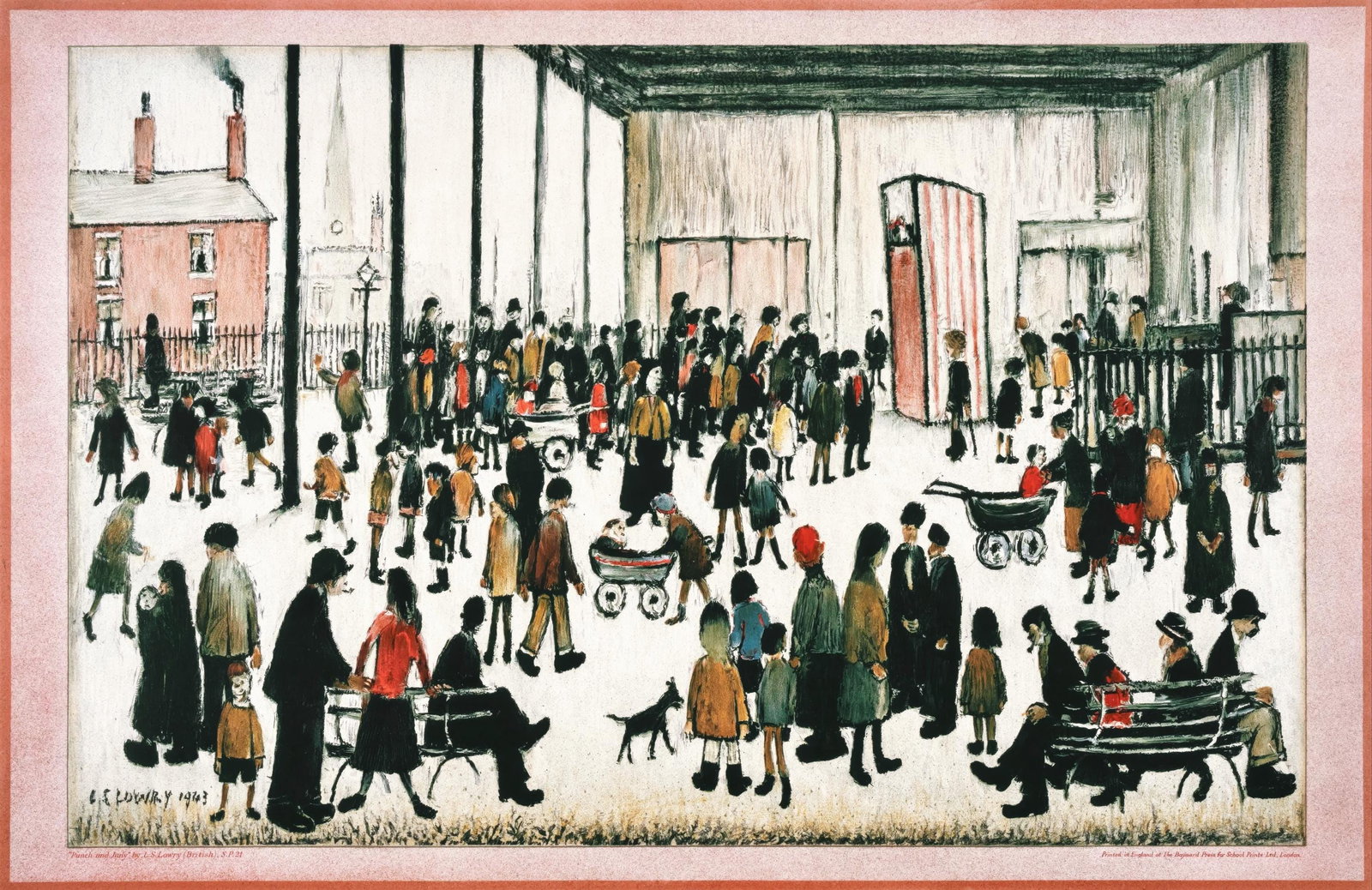 L.S. Lowry, Punch and Judy, S.P.21., from School Prints Ltd., Limited Edition Lithograph, 1947 (1 of 4)