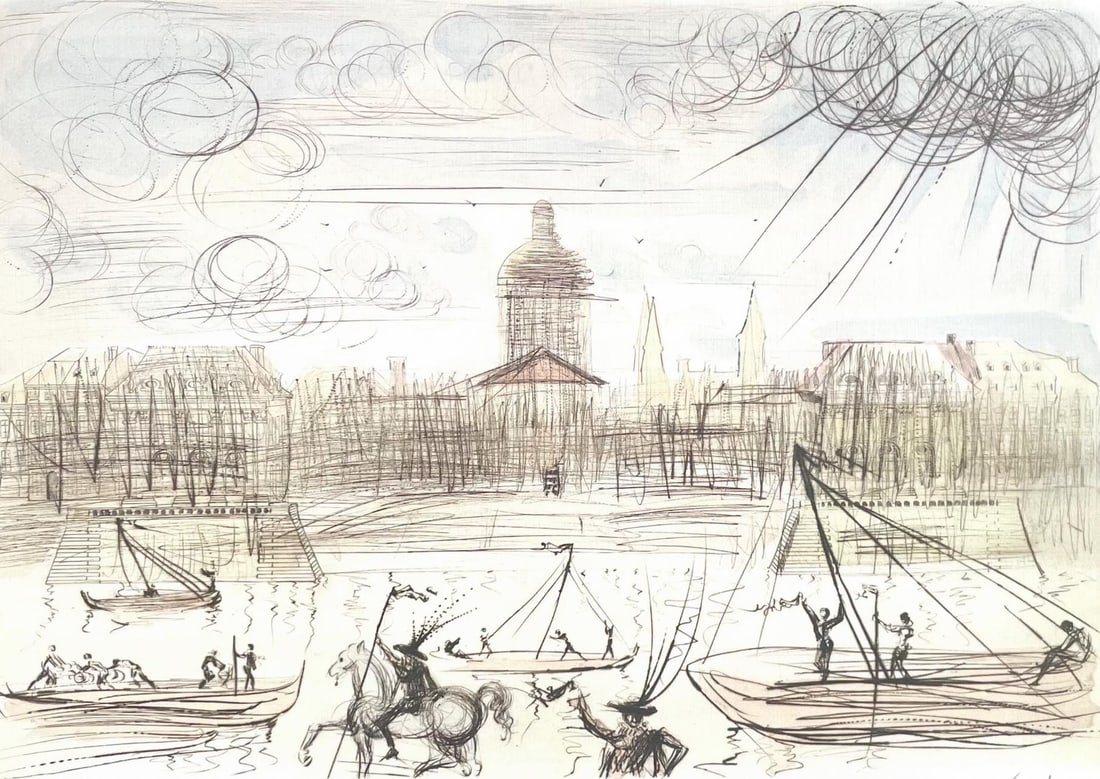 Salvador Dali, L'Academie de Paris, Signed, Limited Edition Offset Lithograph: Offset lithograph on velin paper. Paper Size: 17.5 x 24 inches. Inscription: Fac-simile signed and numbered, as issued. Condition: Excellent. Notes: Published and printed by Alternative Graphics, Buff