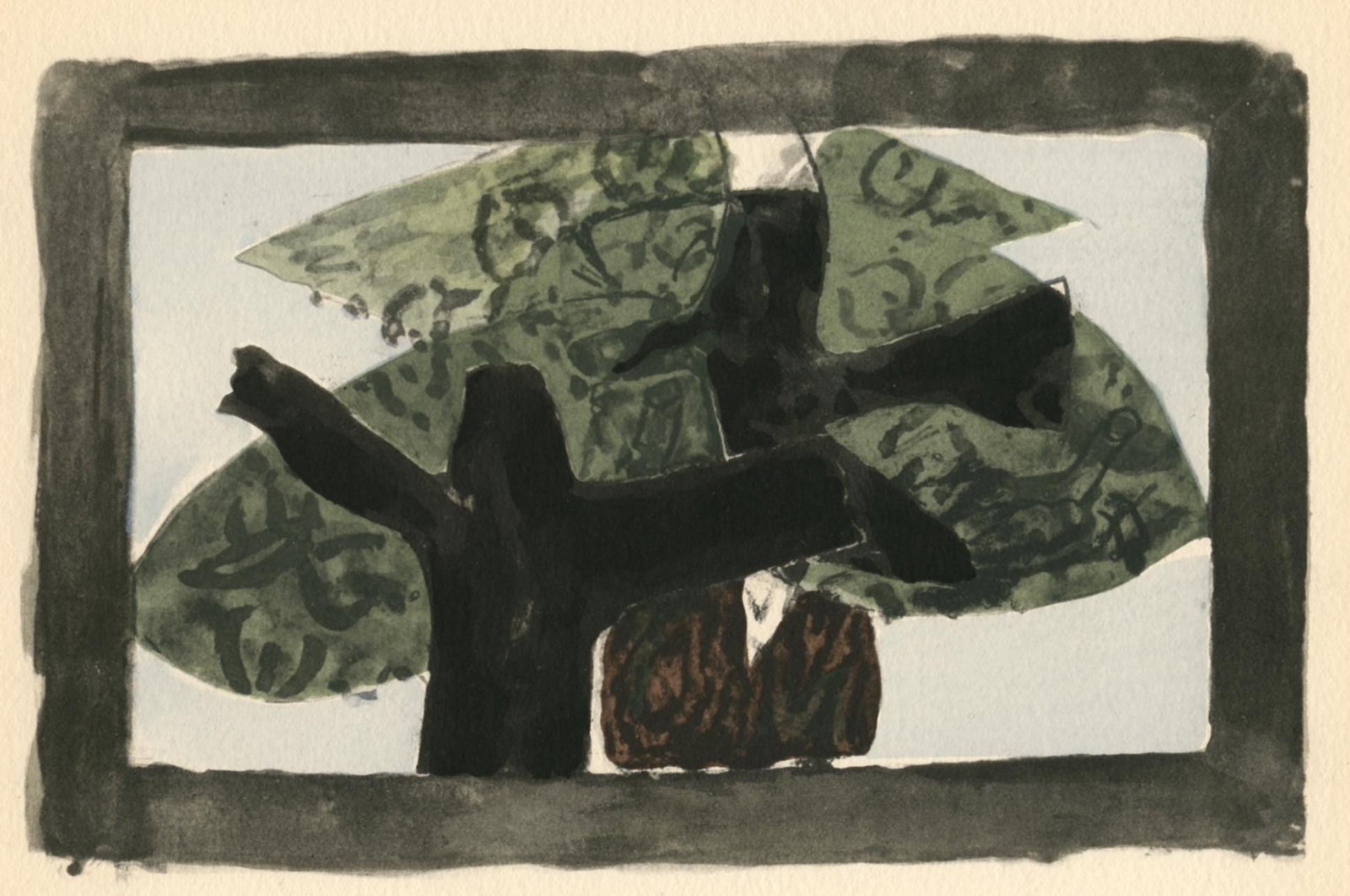 Georges Braque, L'arbre, Georges Braque, Le Solitaire, XXe siecle, Limited Edition Lithograph: Lithograph, stencil on velin d'Arches paper. Paper Size: 7.25 x 9.375 inches. Inscription: Unsigned and unnumbered, as issued. Condition: Very good/excellent, consistent with age. Condition: Very good