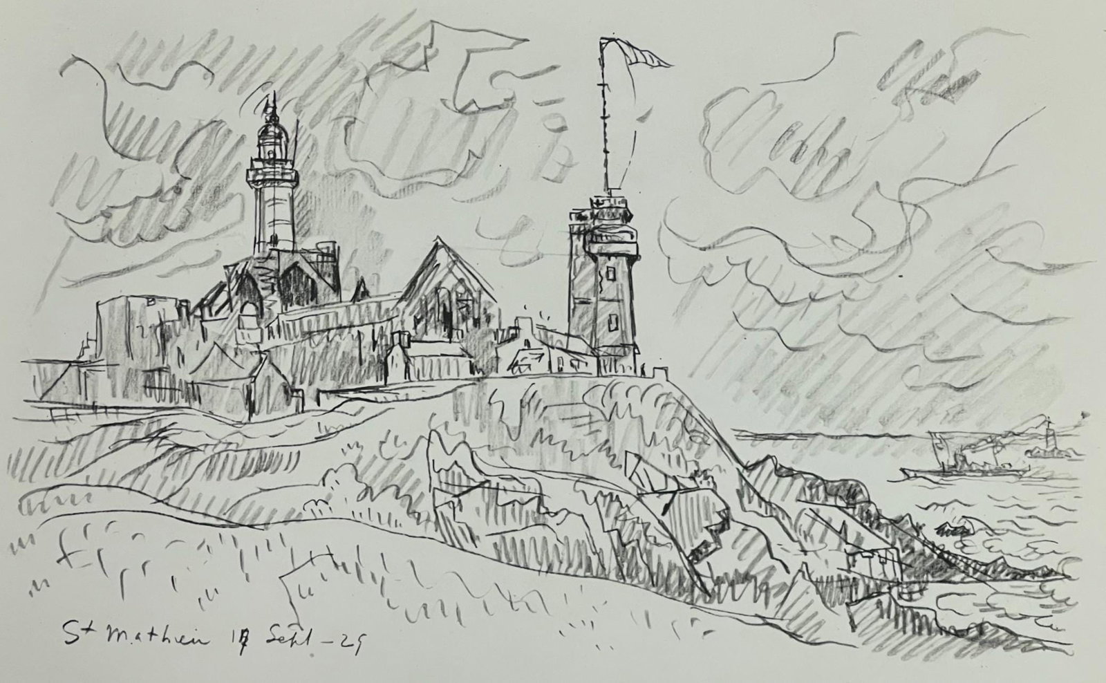 Paul Signac, St-Matthieu. Le Semaphore, Signac Dessins, Limited Edition Lithograph (1 of 4)