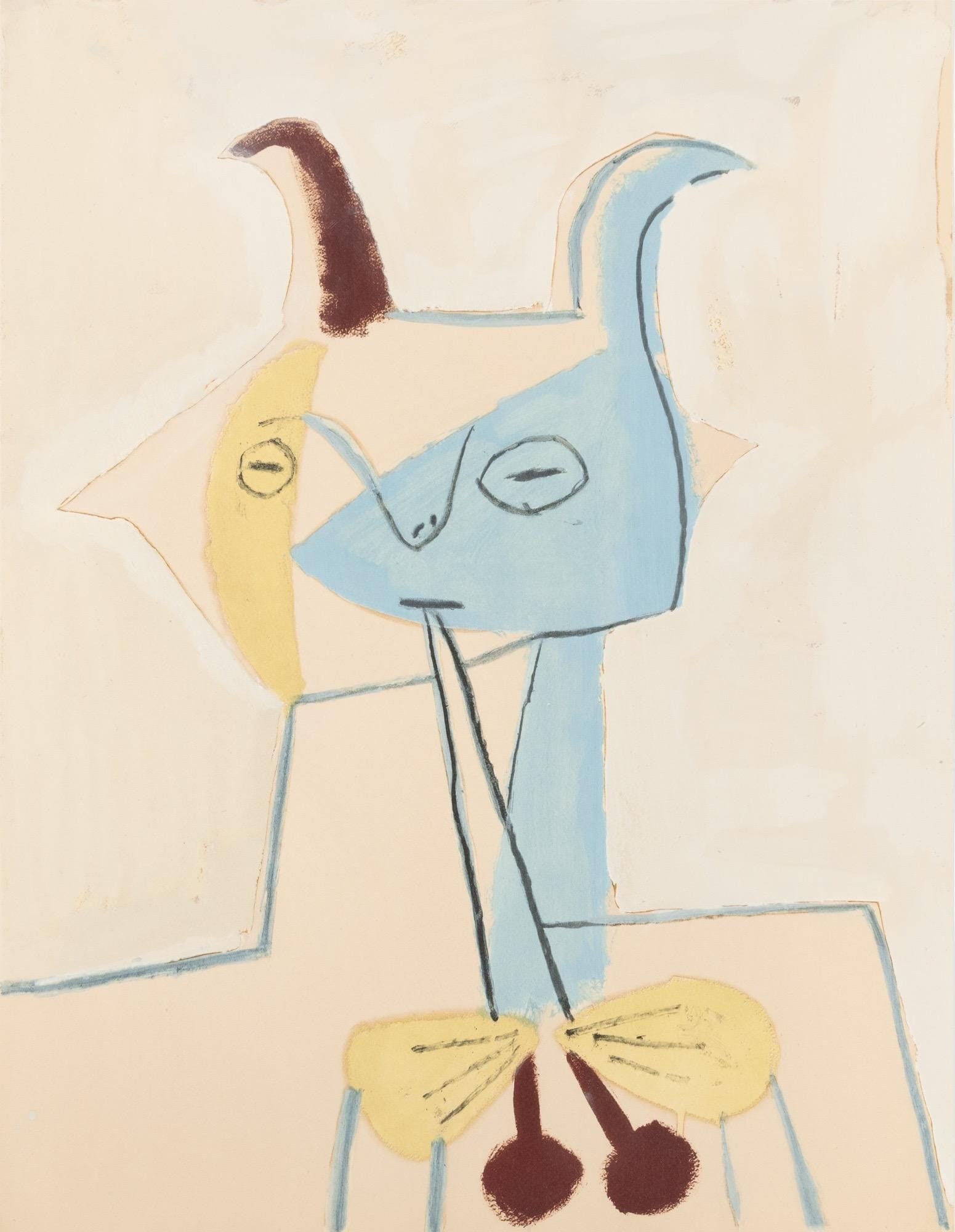 Pablo Picasso, Composition, Faunes et Flore d'Antibes, Limited Edition Lithograph: Lithograph and stencil on velin pur chiffon d'Arches paper. Paper size: 25.98 x 20.079 inches. Excellent condition. Inscription: Unsigned and unnumbered, as issued. Notes: From the folio, Faunes et