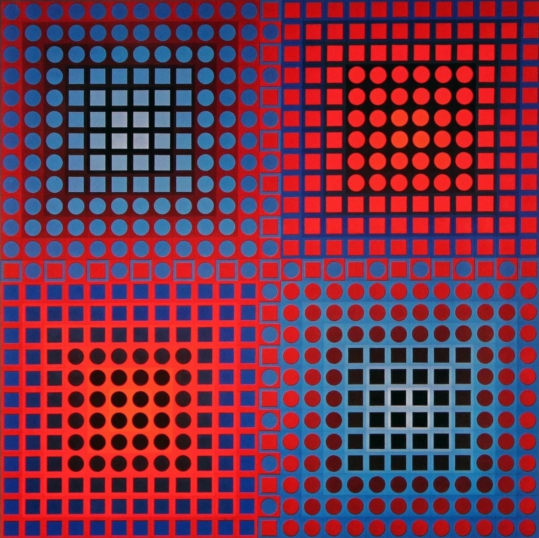 Victor Vasarely, Composition, Folklore Planetaire, Limited Edition Heliogravure: Heliogravure on 280 gm M2 gloss paper. Paper Size: 11 x 11 inches. Excellent condition. Notes: From the folio, Folklore Planetaire, 1976. Published and printed by Editions du Griffon, Neuchatel, Switz